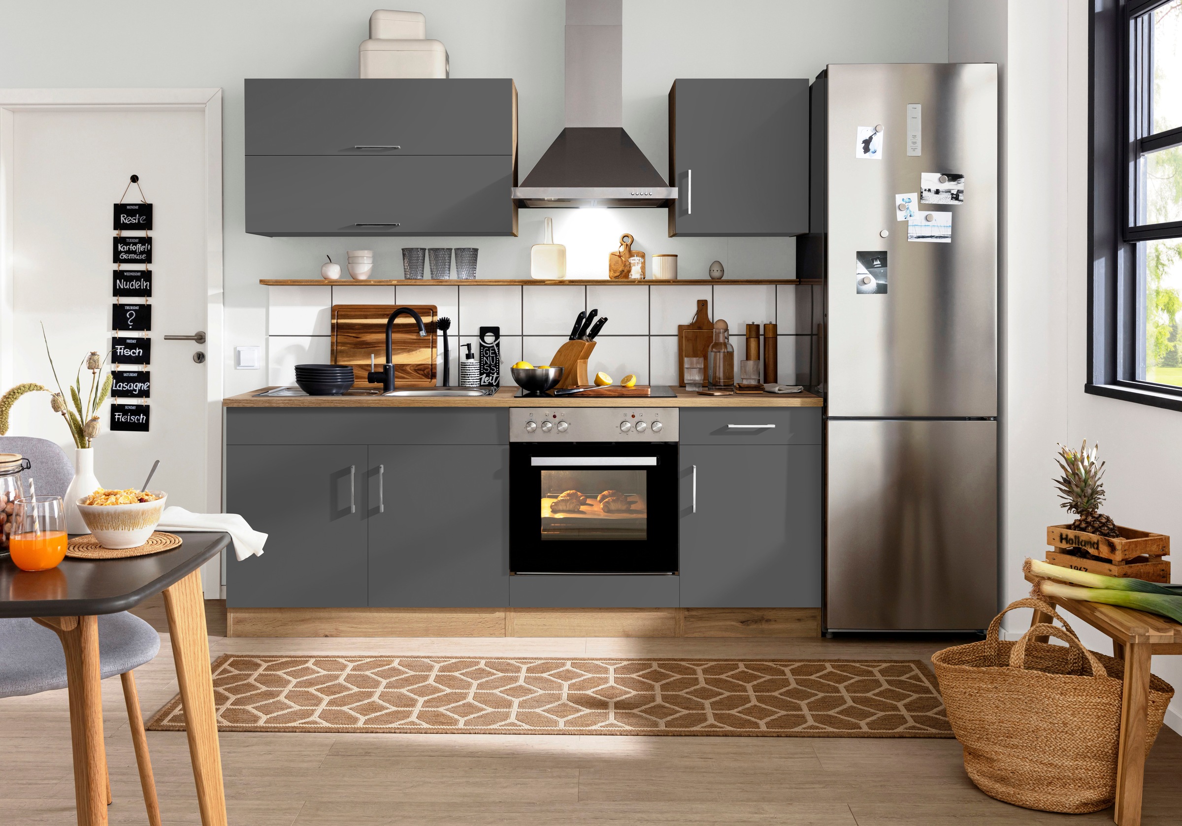 KOCHSTATION Küchenzeile »KS-Colmar«, mit E-Geräten, Breite 210 cm