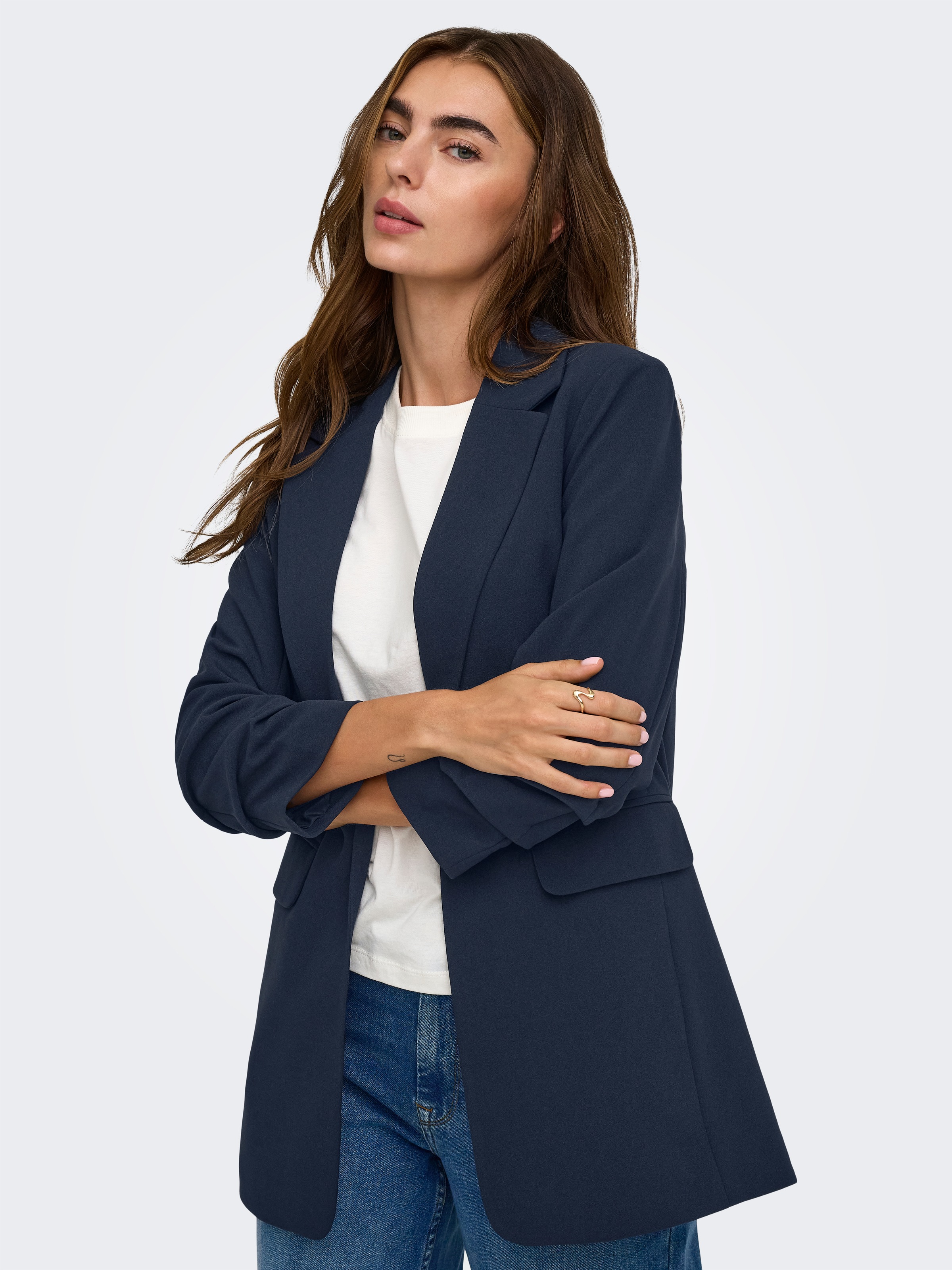 ONLY Longblazer »ONLKALINA 3/4 OPEN BLAZER CC TLR« Materialmix, loose fit
