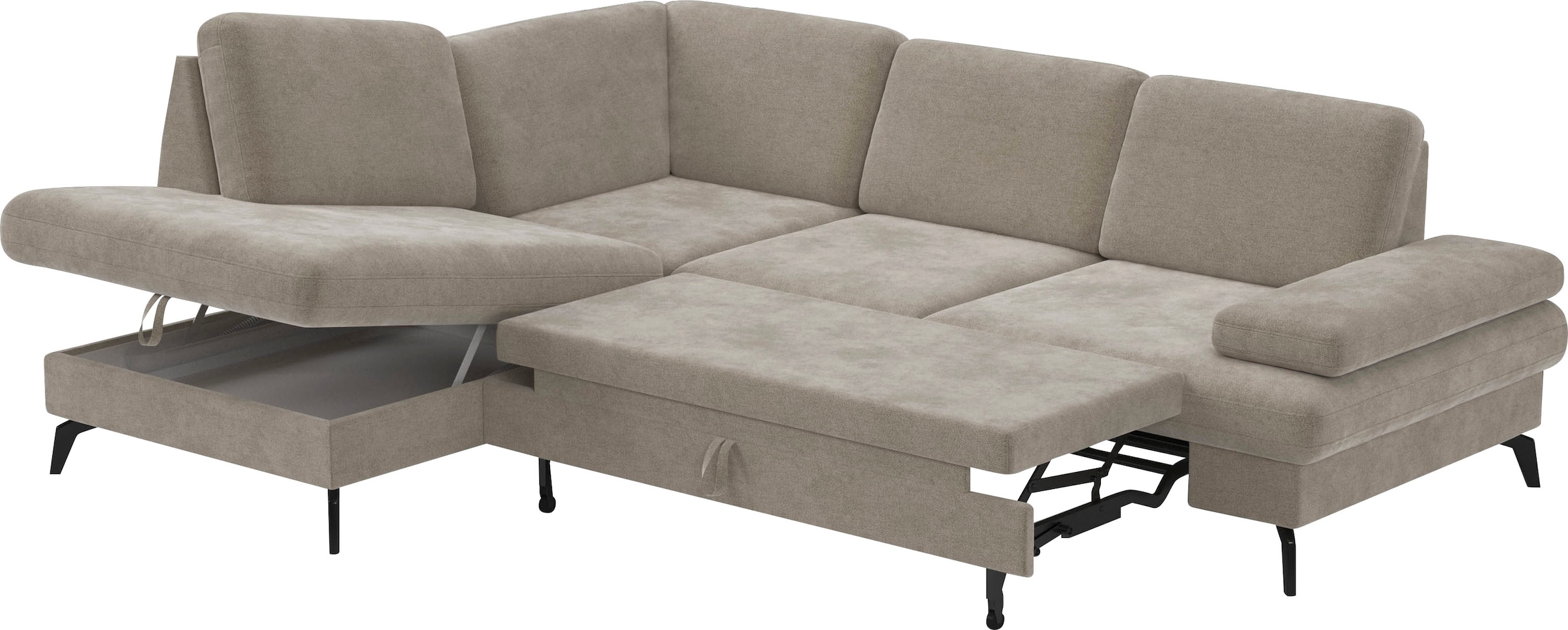 sit&more Ecksofa »Morris L-Form, inkl. Sitztiefenverstellung«, wahlweise mit Armteilverstellung, Bettfunktion & Bettkasten
