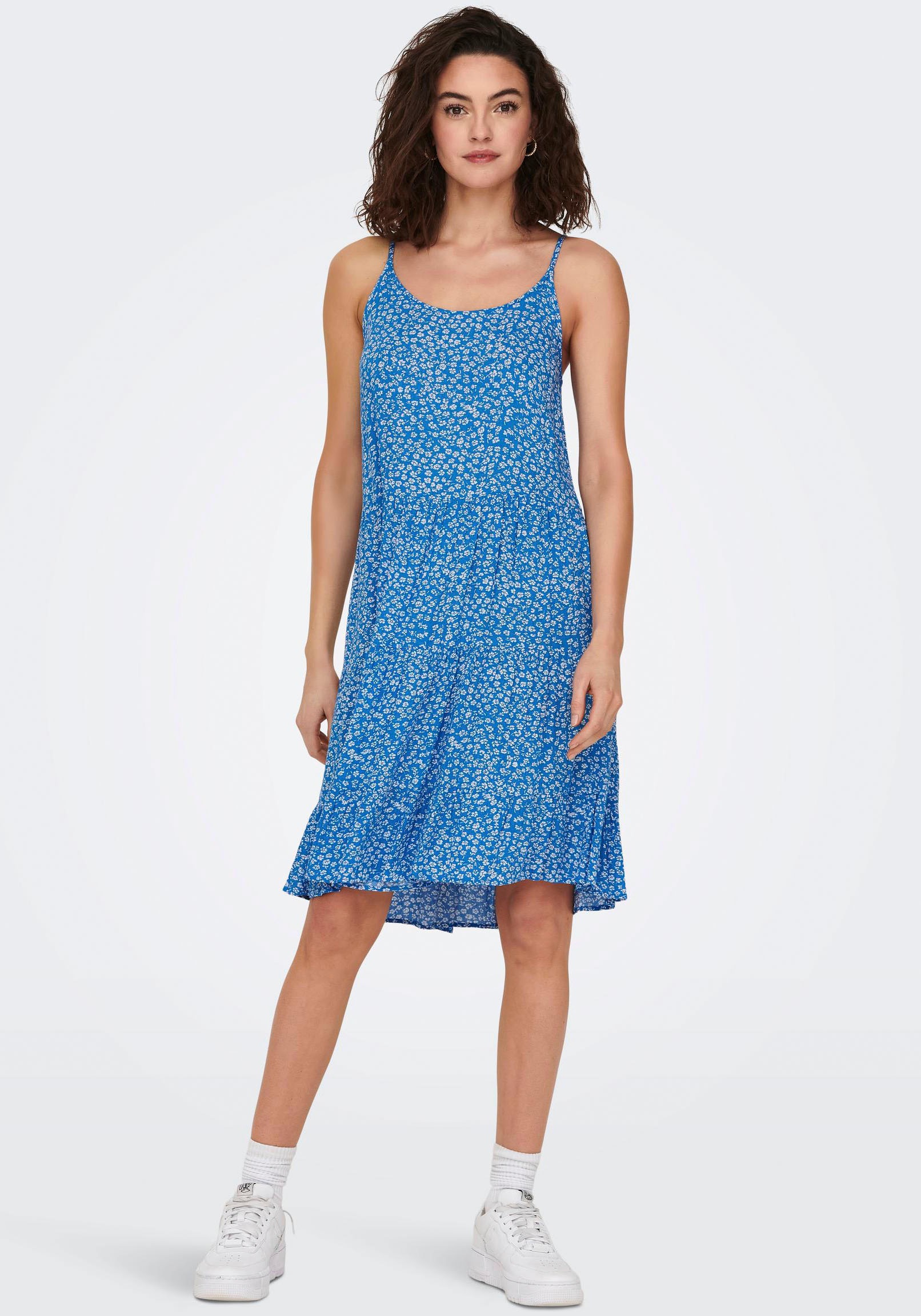 ONLY Spaghettikleid »ONLMAJ LIFE S/L AOP SHORT DRESS WVN NOOS«, mit Volant