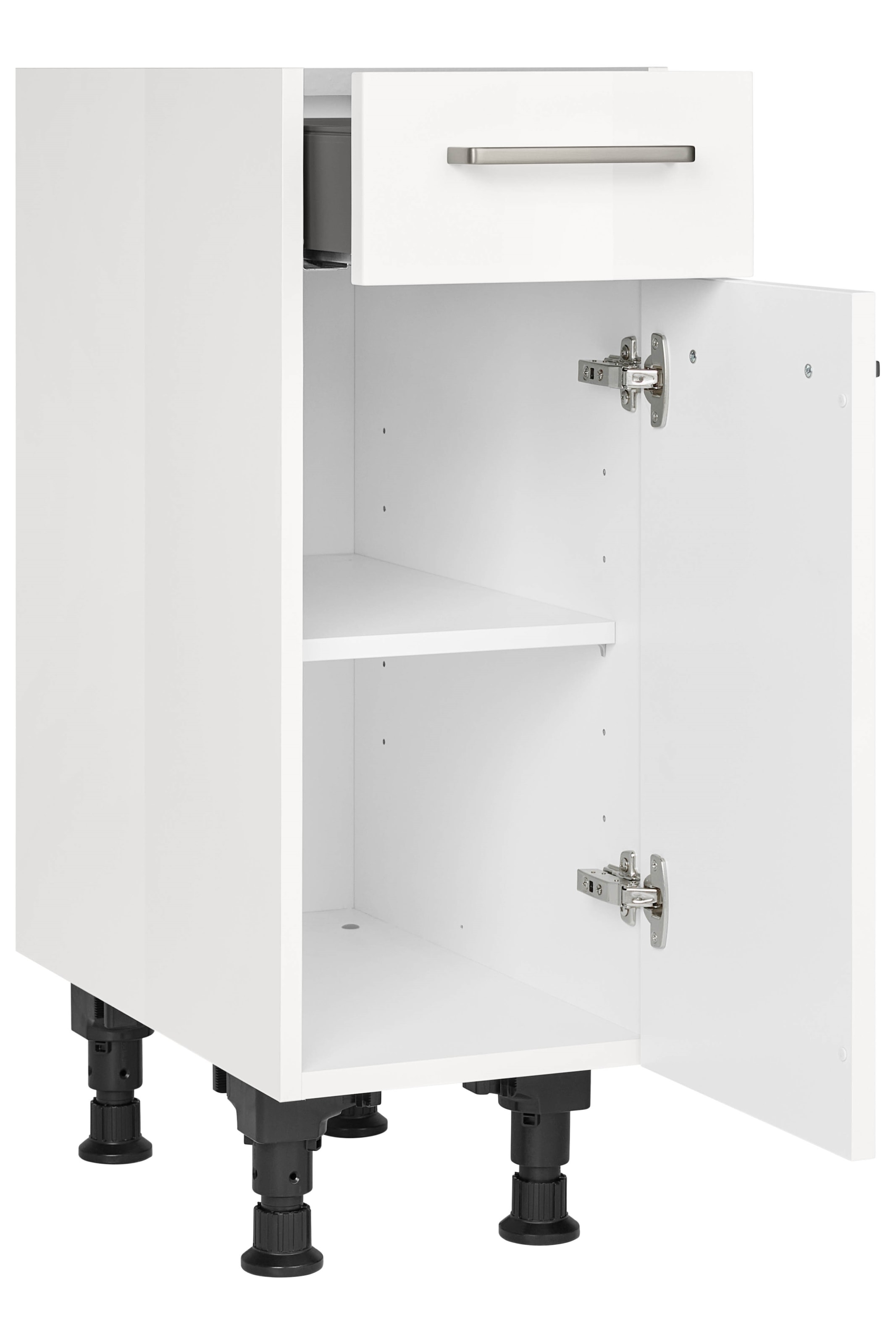 nobilia® Unterschrank »"Flash", Ausrichtung wählbar, vormontiert, in den Breiten 30, 45 und« 60 cm, mit höhenverstellbaren Sockelfüßen, vormontiert