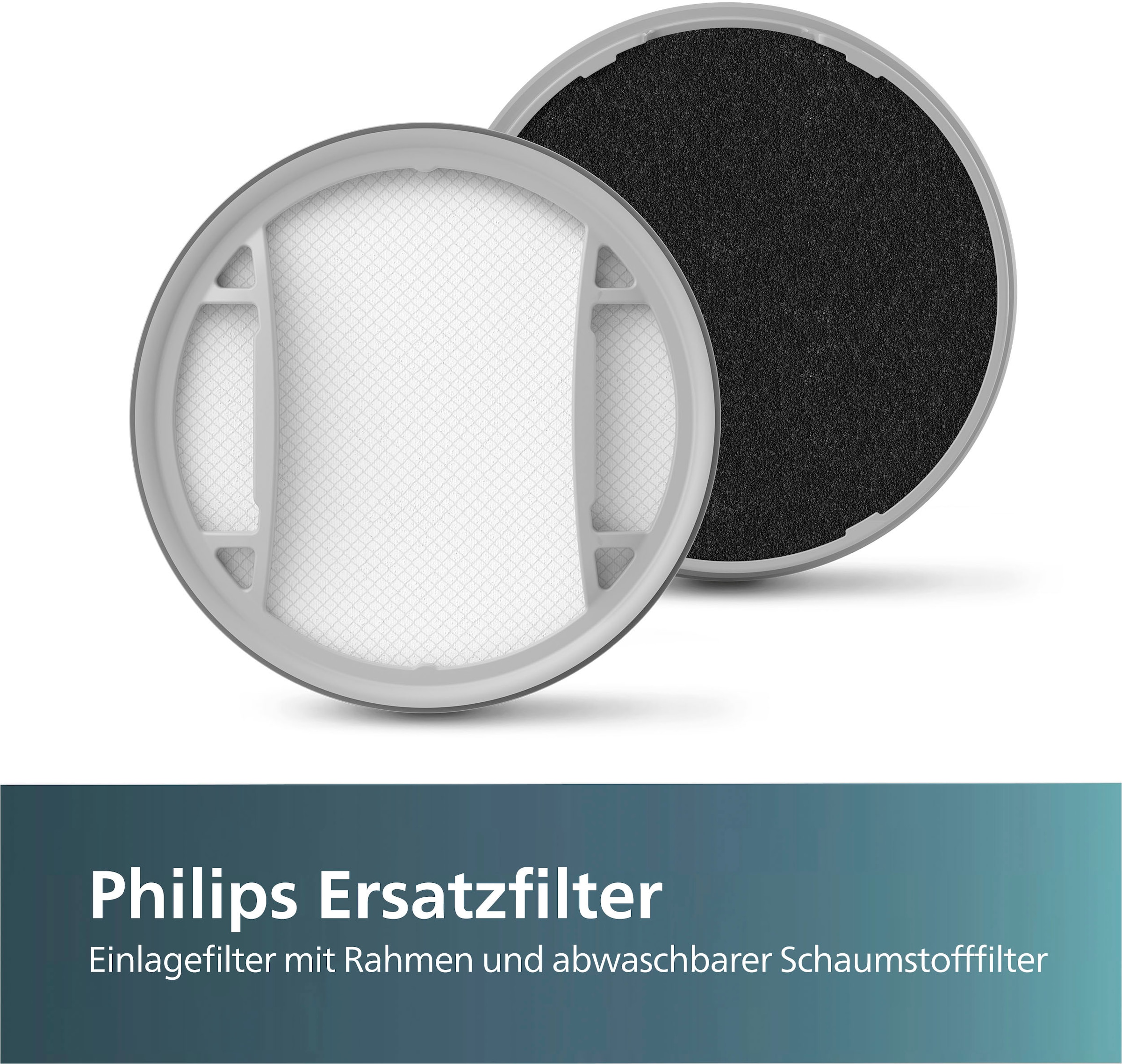 Philips Ersatzfilter »XV1631/01 Philips Cordless VC 2000 & 3000 Series«, (Set, 2 tlg.), enthält einen Einlagefilter und einen abwachbaren Schaumstofffilter
