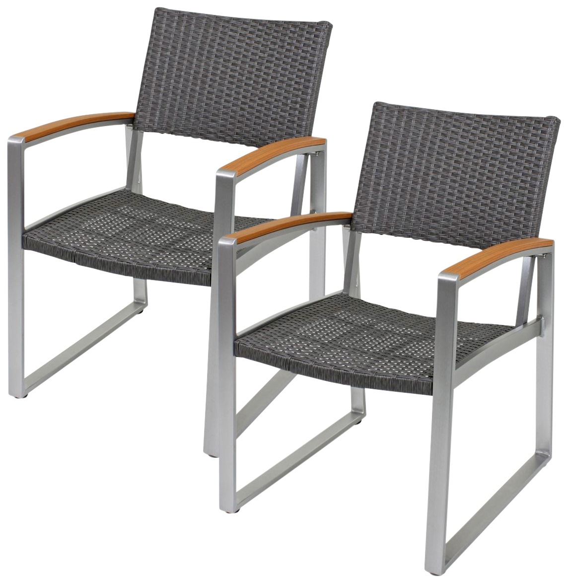 GARDEN PLEASURE Gartenstuhl »AVA«, (2er Set), PolyrattanNon Wood, grau GARDEN PLEASURE Gartenstuhl »AVA«, (2er Set), PolyrattanNon Wood, grau