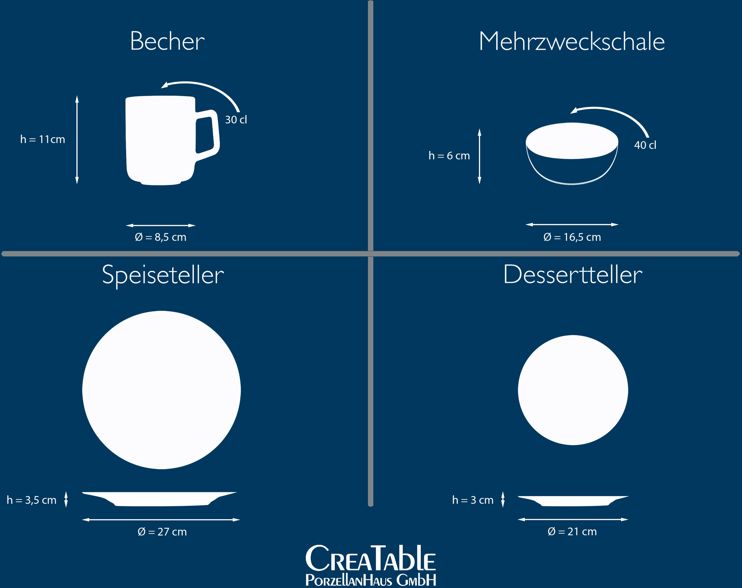 CreaTable Kombiservice »Sierra Nevada«, (Set, 8 tlg.), reaktive Spezialglasur, jedes Stück ein Unikat