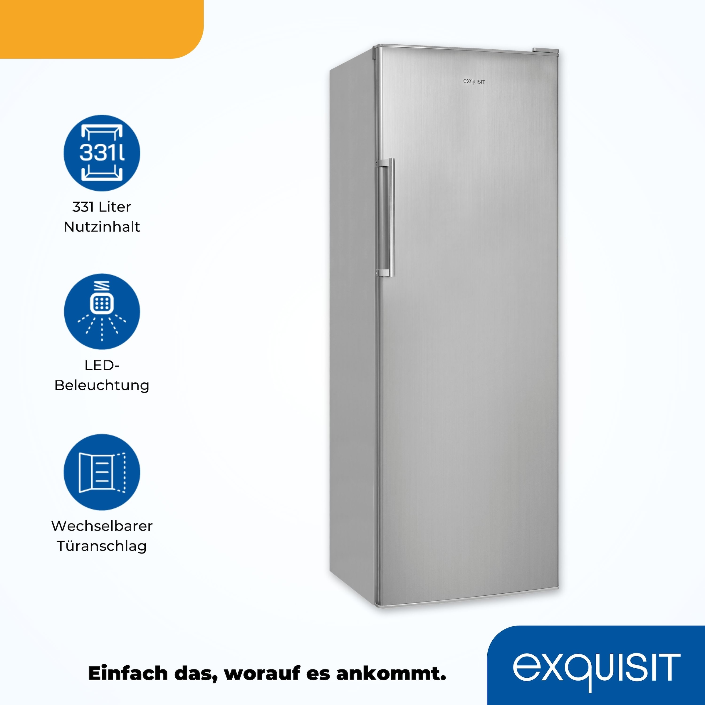 exquisit Vollraumkühlschrank »KS350-V-H-040D inoxlook«