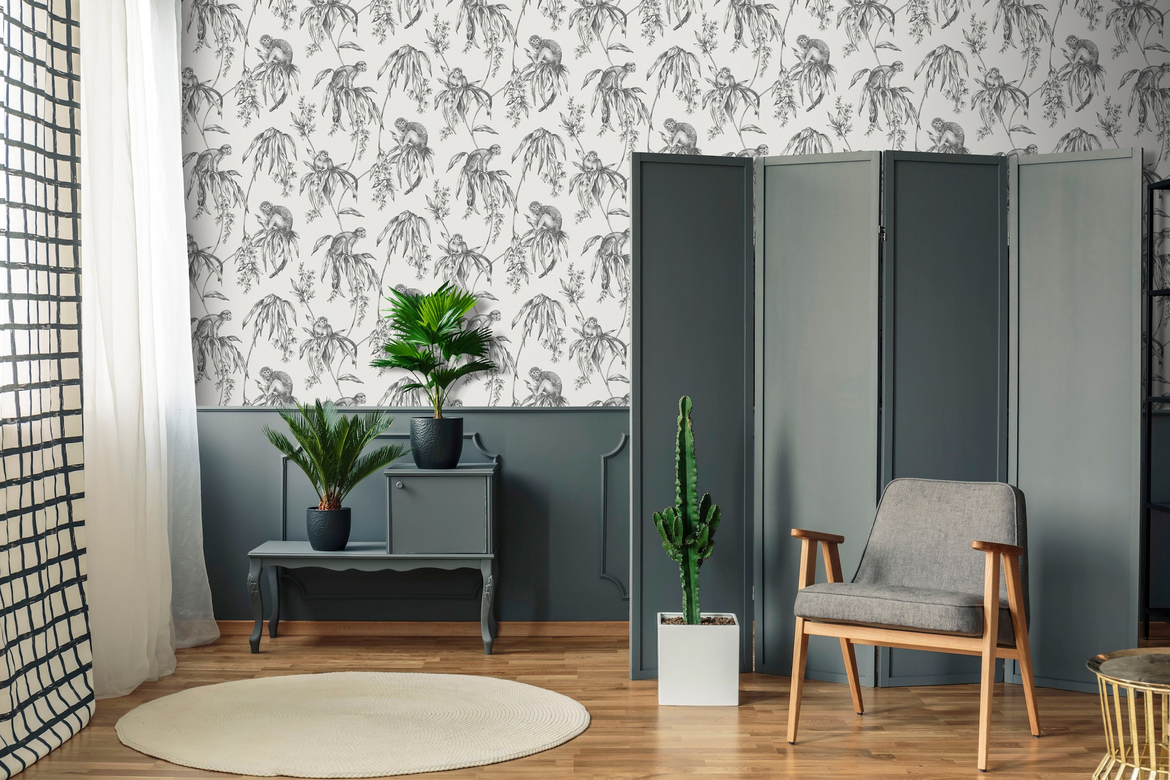 Superfresco Easy Vliestapete »Saimiri Monkey« animal print aufgeschäumt Saimiri Affen grau 1000x52cm