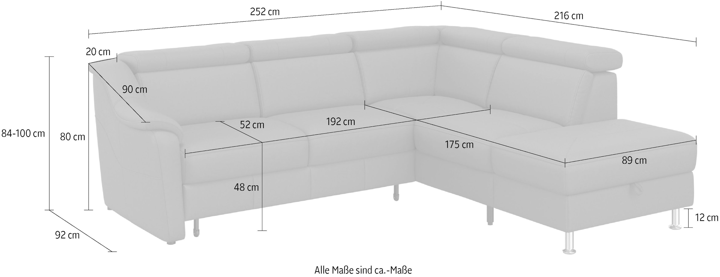 sit&more Ecksofa »Freetown L-Form«, inklusive Kopfteilverstellung und komfortablem Federkern