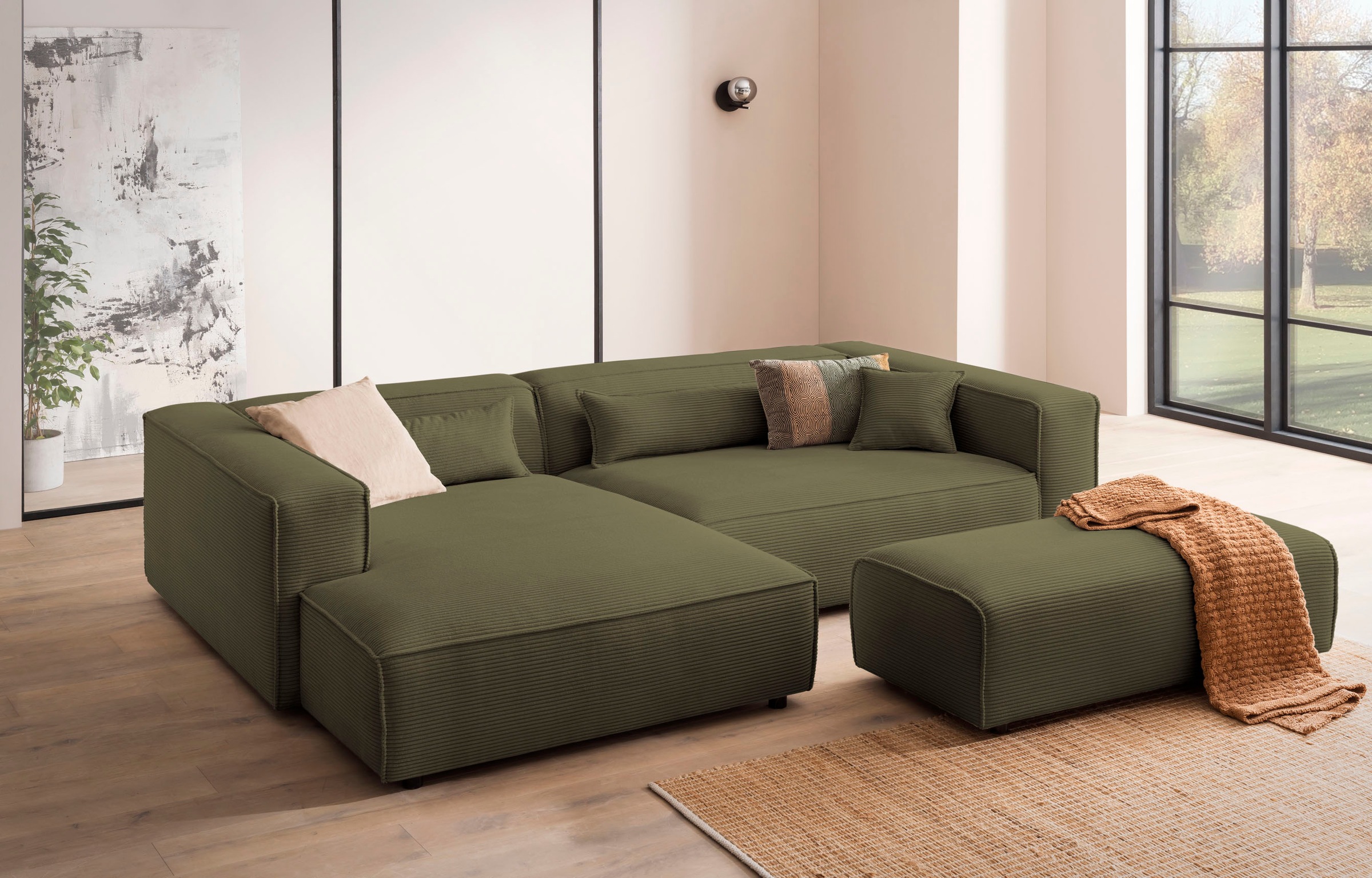 LeGer Home by Lena Gercke Ecksofa »PIARA XXL, L-Form, Schlaffunktion, Cord, günstig online kaufen