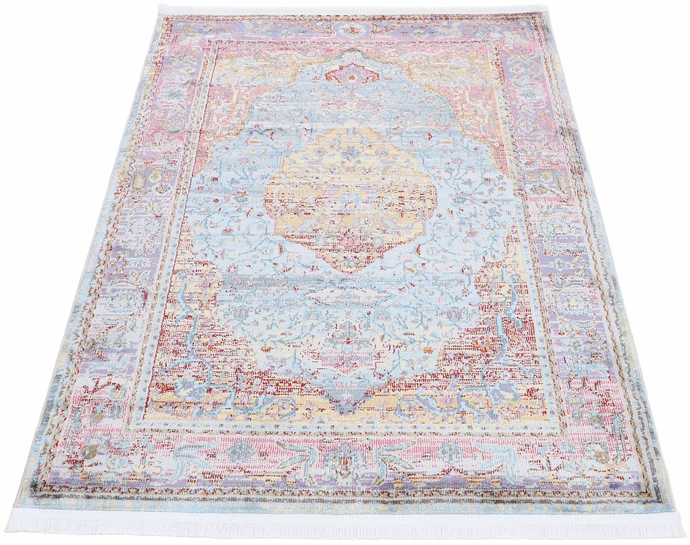 carpetfine Teppich »Esha«, rechteckig, 8 mm Höhe, Vintage Look, schöne Farben, mit Fransen, Wohnzimmer