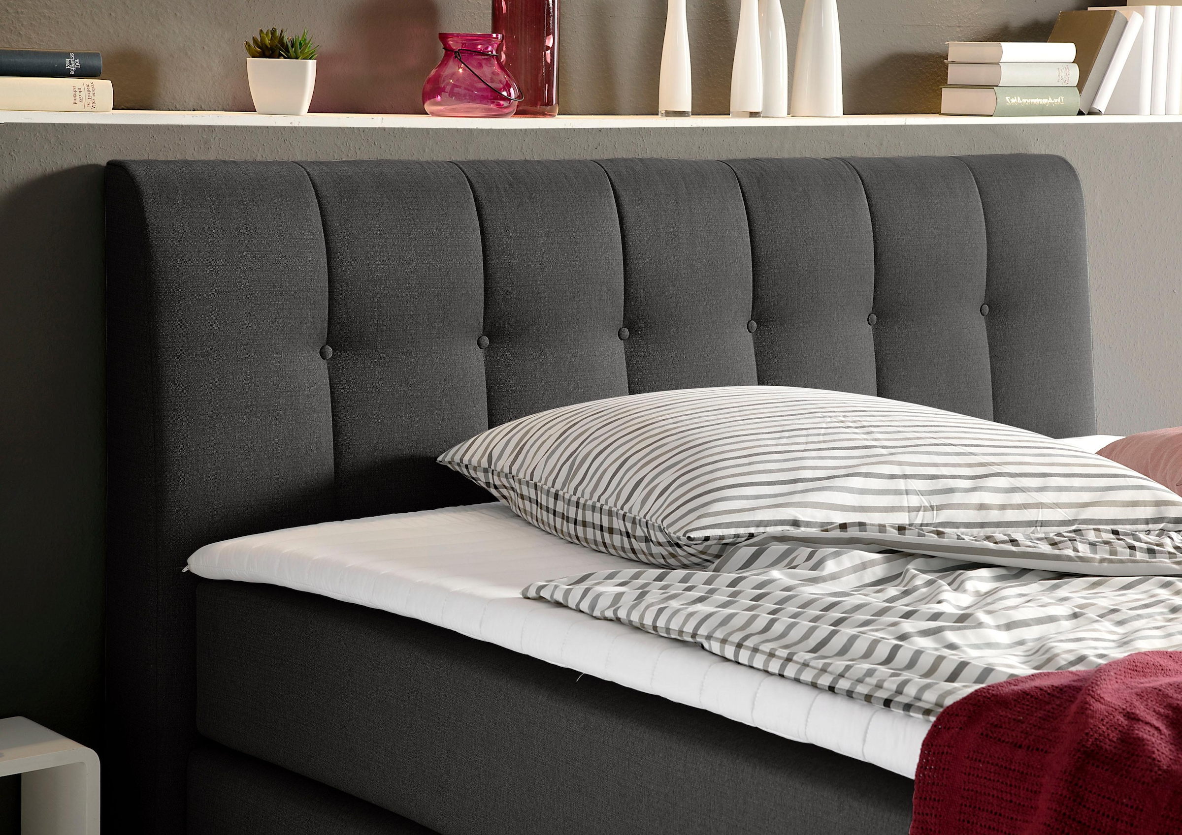Places of Style Boxspringbett »Cafone«, inkl. Topper, 5 Breiten, 3 Matratzenarten und 3 Härtegraden wählbar