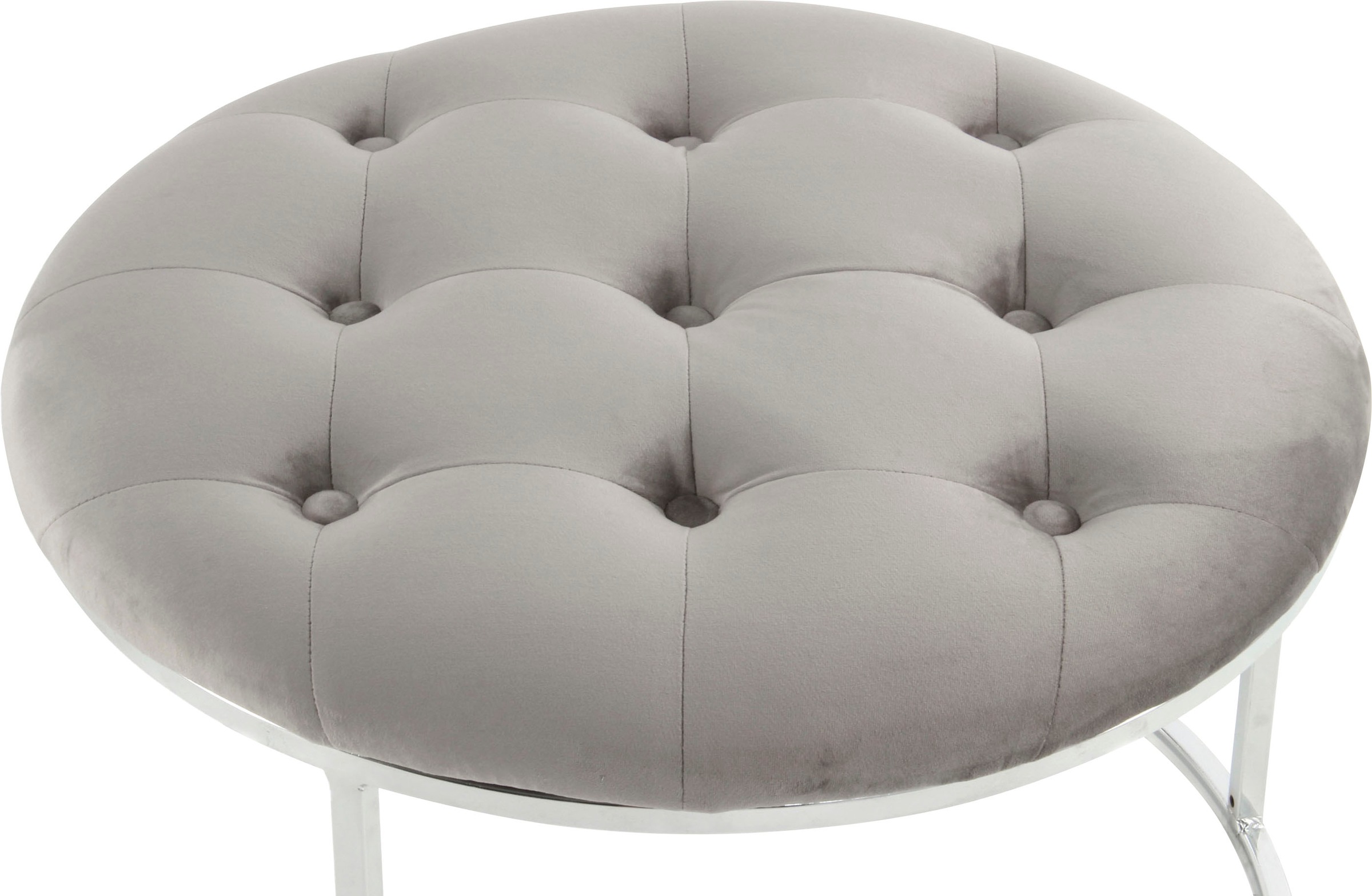 Kayoom Sitzhocker »Hocker Myla 2er-Set, praktisch ineinander schiebbar«, (Set, 2 St.), ineinander schiebbar, rund, gesteppt, mit Zierknöpfen