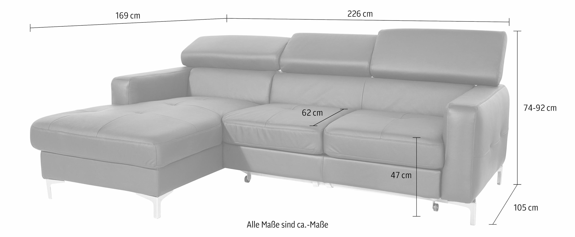 COTTA Polstergarnitur »Sammy«, (Set), Set: bestehend aus Ecksofa und Hocker, Ecksofa wahlweise Bettfunktion