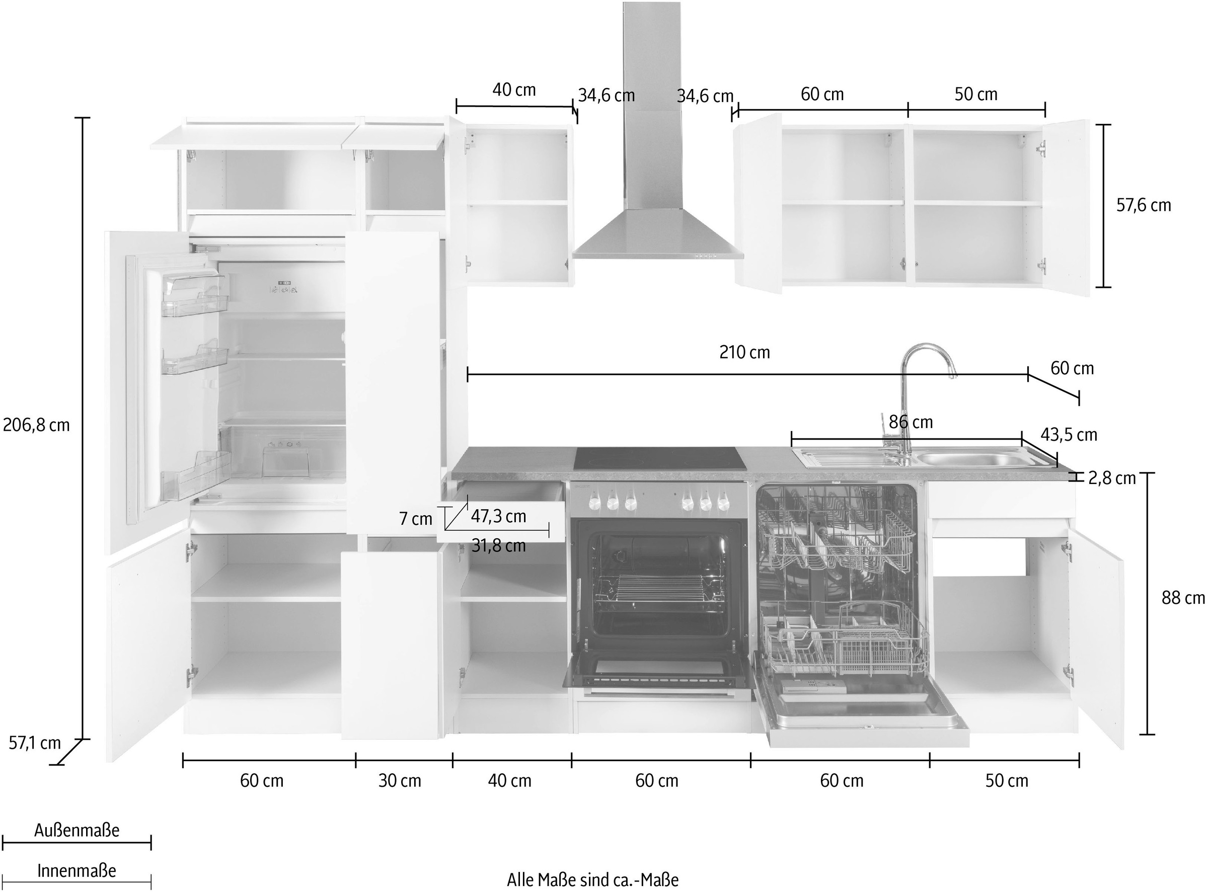 OPTIFIT Küchenzeile »Roth«, ohne E-Geräte, Breite 300 cm online bestellen