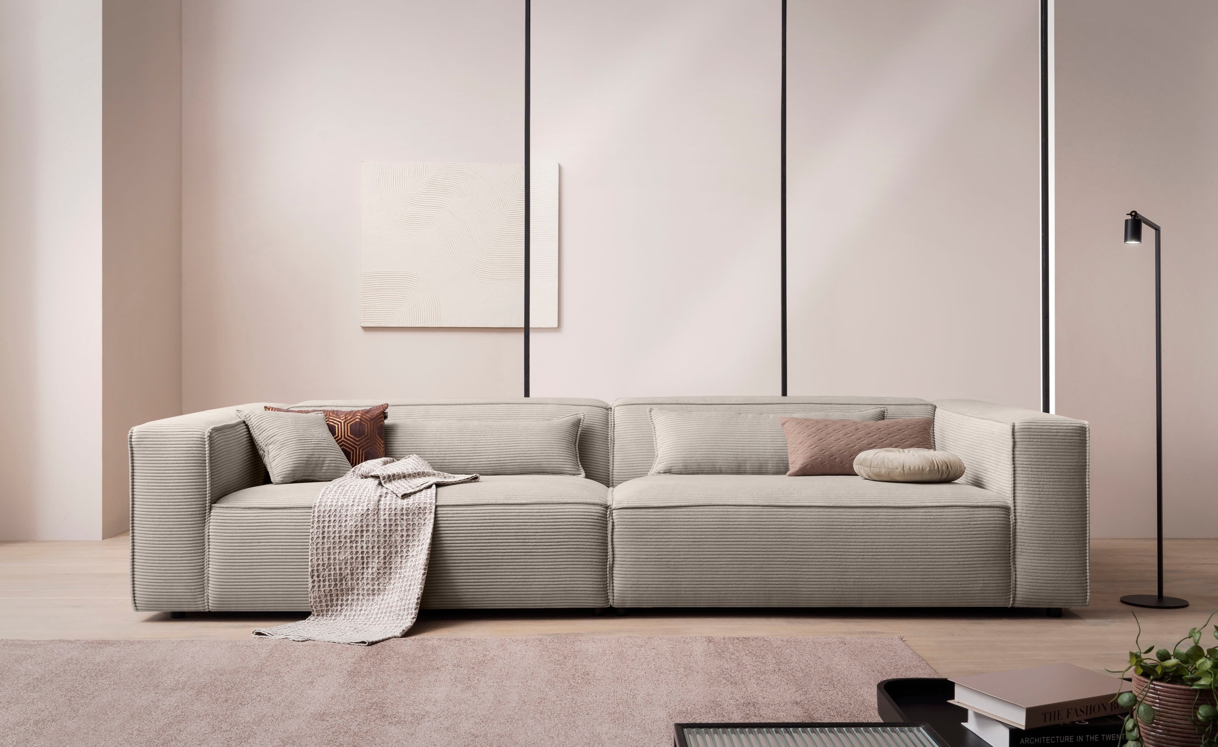 LeGer Home by Lena Gercke 3-Sitzer »PIARA XXL, Sofa mit Kedernaht in Cord, günstig online kaufen