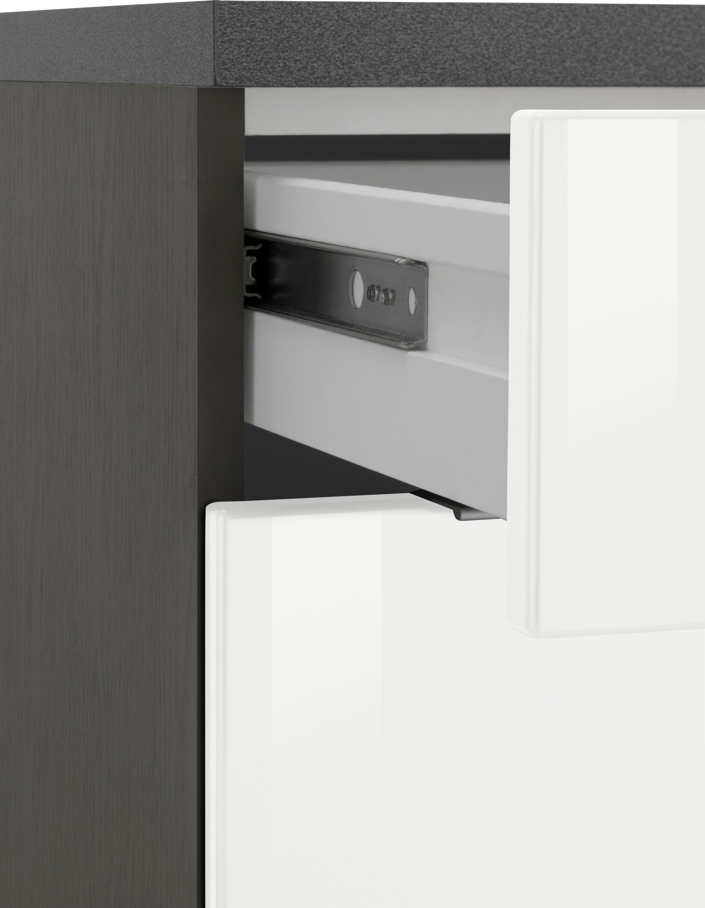 KOCHSTATION Küchenzeile »KS-Brindisi«, Breite 270 cm, wahlweise mit E-Geräten, mit MDF-Fronten und Regal