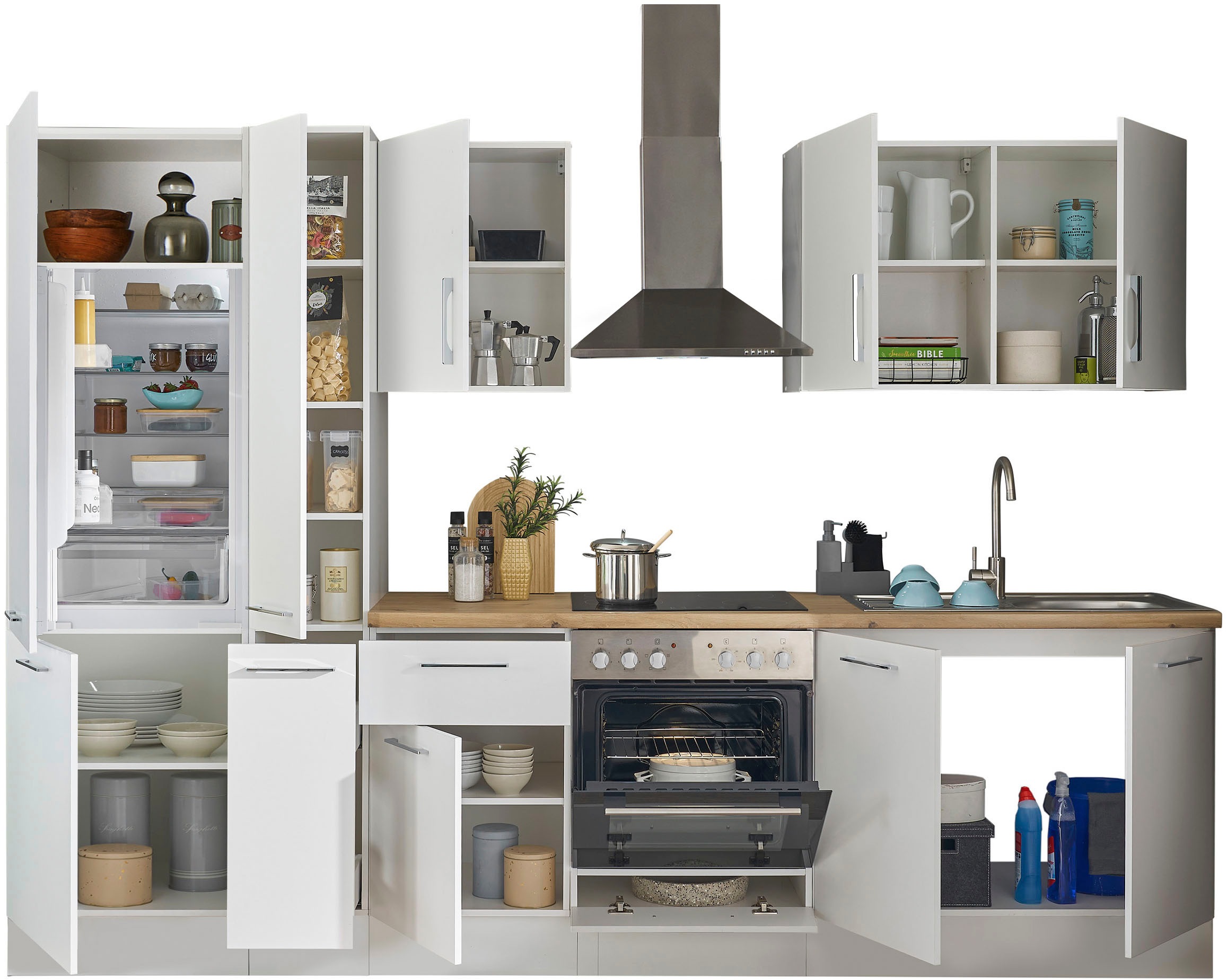 BASIC by Balculina Küchenzeile »Turin« Breite 300 cm, wahlweise mit E-Geräten