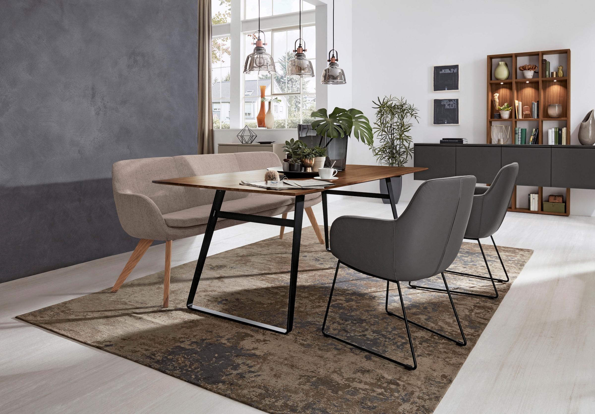 Musterring Essbank »Tavia« Stativgestell Wildeiche massiv geölt, Breite 180, 200 oder 220 cm