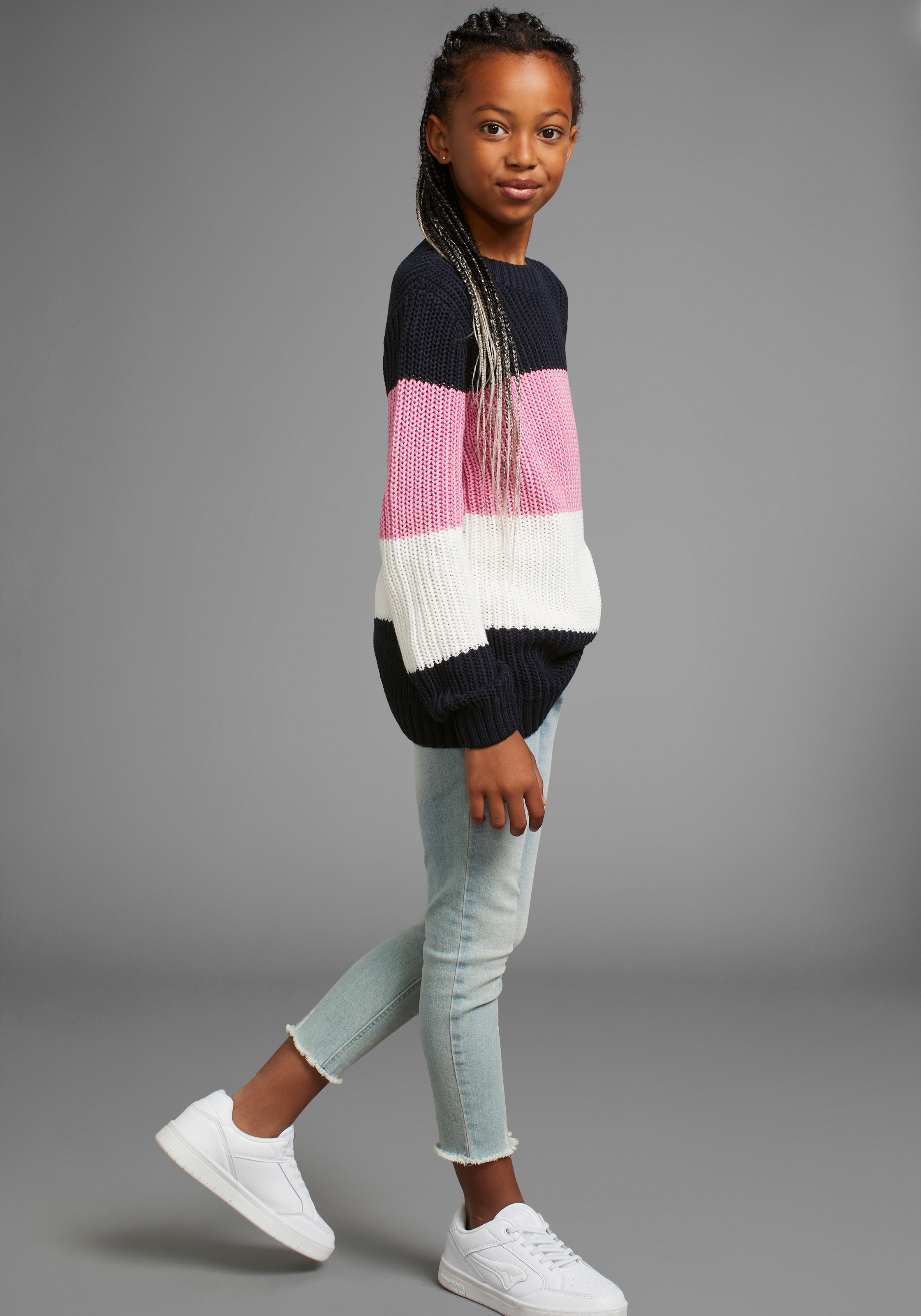 KangaROOS Strickpullover »Ringelpullover« mit Logo auf dem Ärmel