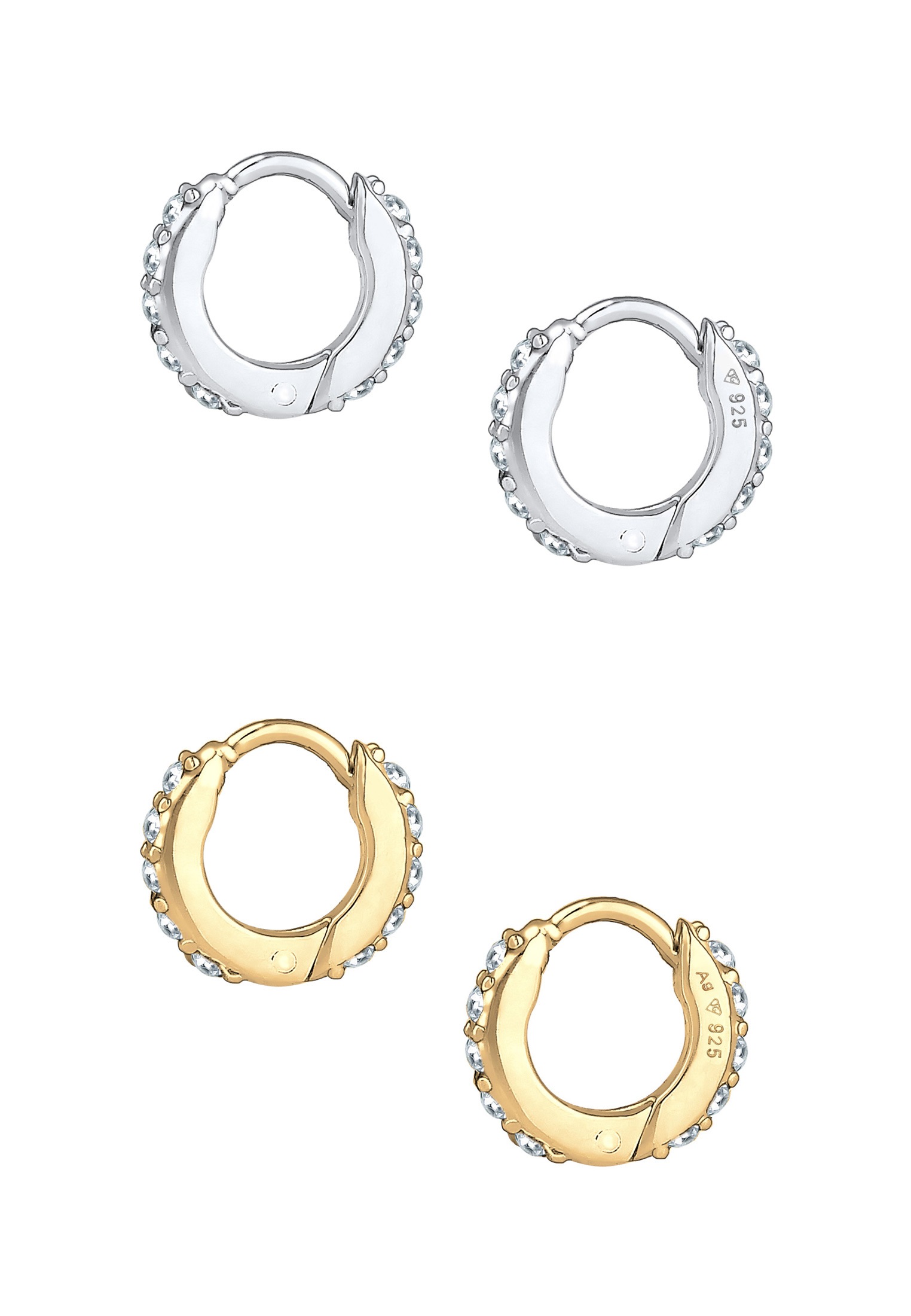 Elli Ohrring-Set »Creolen 2er Set Kristalle 925 Silber«