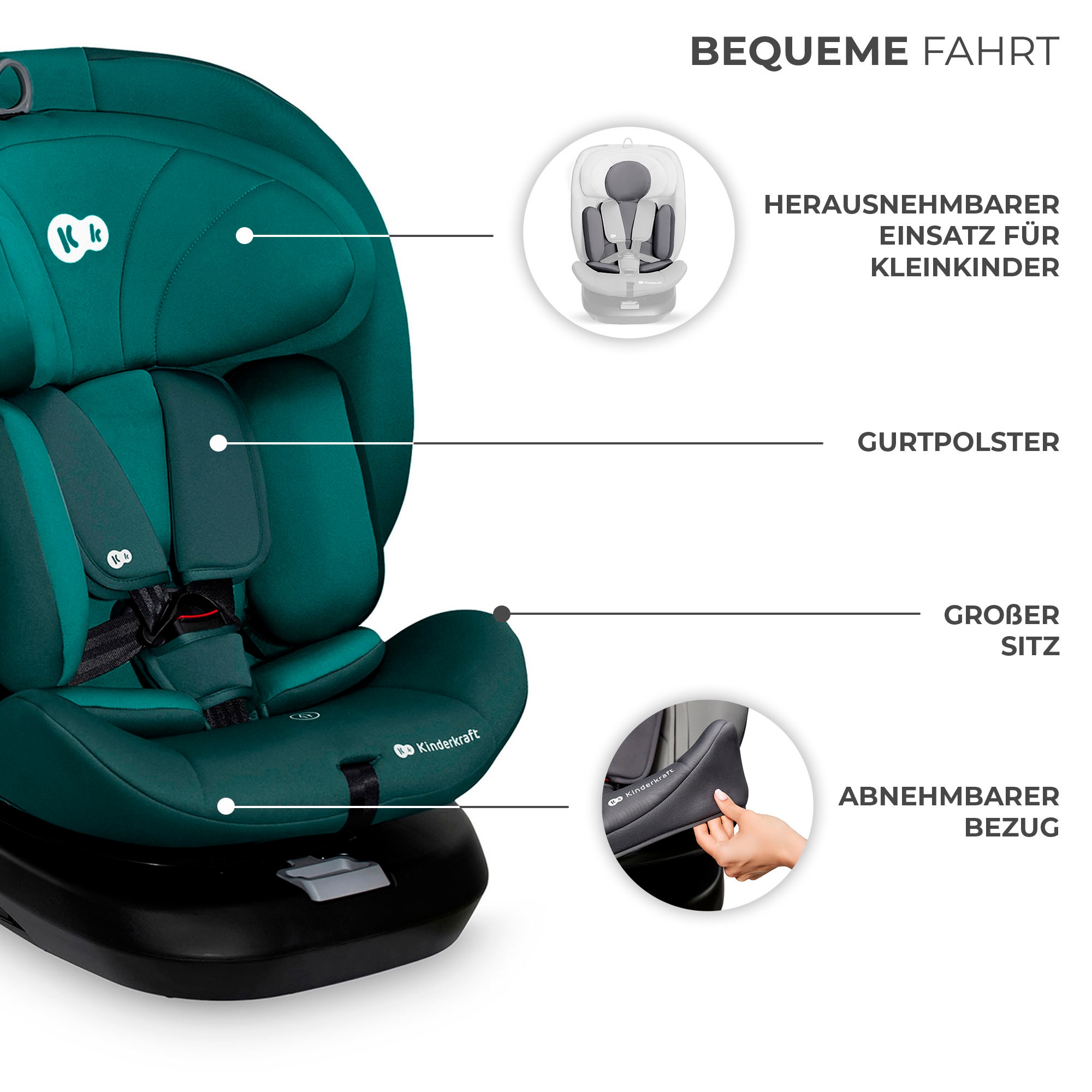 Kinderkraft Autokindersitz »I-GROW i-Size« Klasse 0 / 1 / II / III (bis 36 kg) 360° – drehbarer Kindersitz