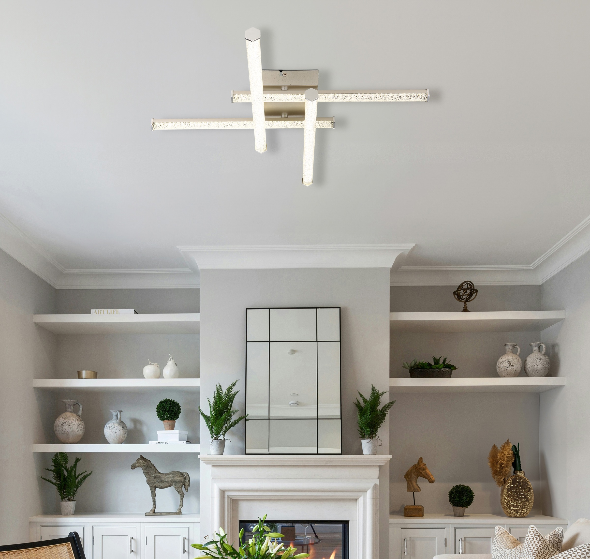 GLOBO LIGHTING LED Deckenleuchte »KIRINA« LED-Modul Tageslichtweiß Deckenlampe/Nickel/Dreh-/Schwenkbar/4000K/Kunststoffkristalle