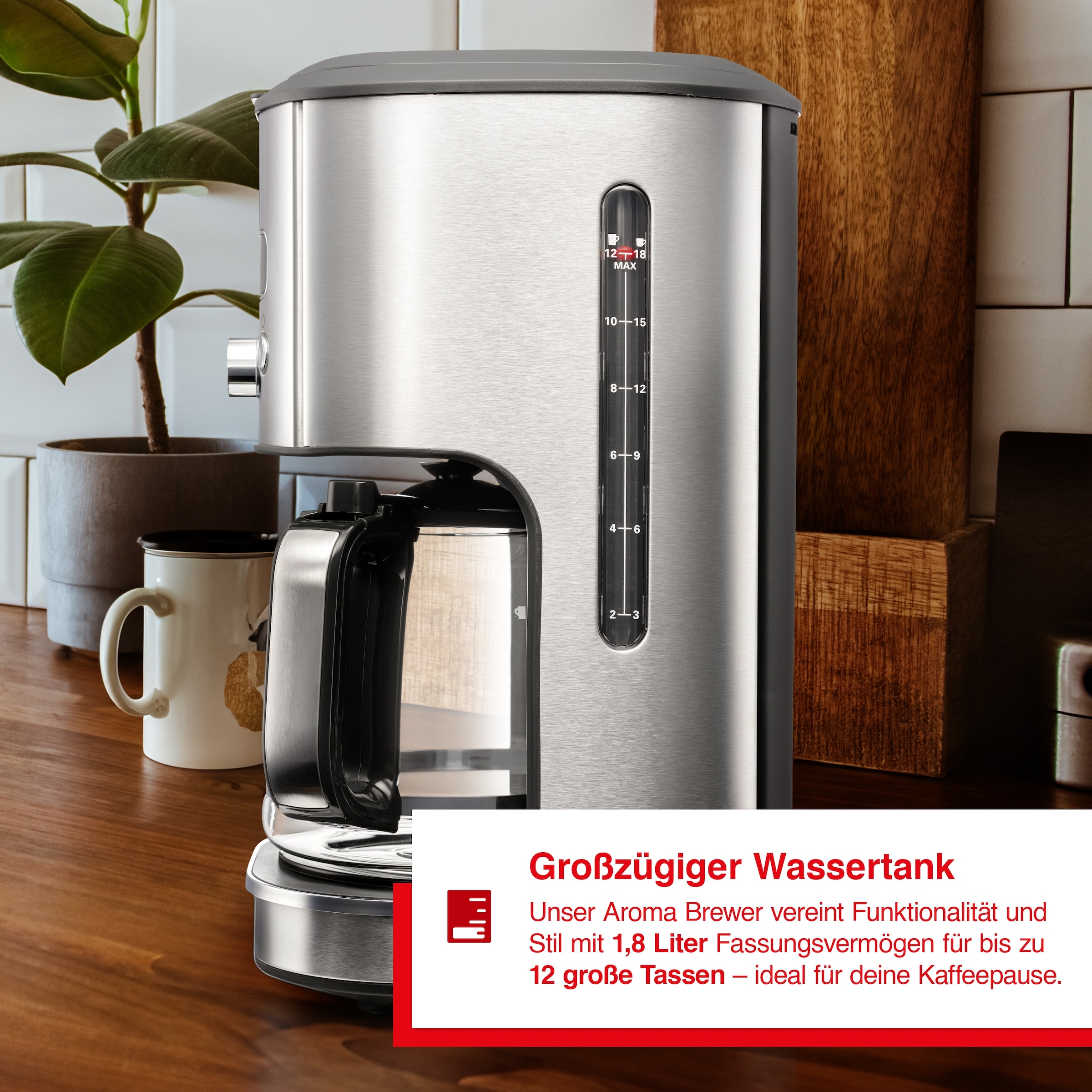 SOLIS OF SWITZERLAND Filterkaffeemaschine »Aroma Brewer (Typ 1021)«, 1,8 l Kaffeekanne, Papierfilter, mit Warmhaltefunktion