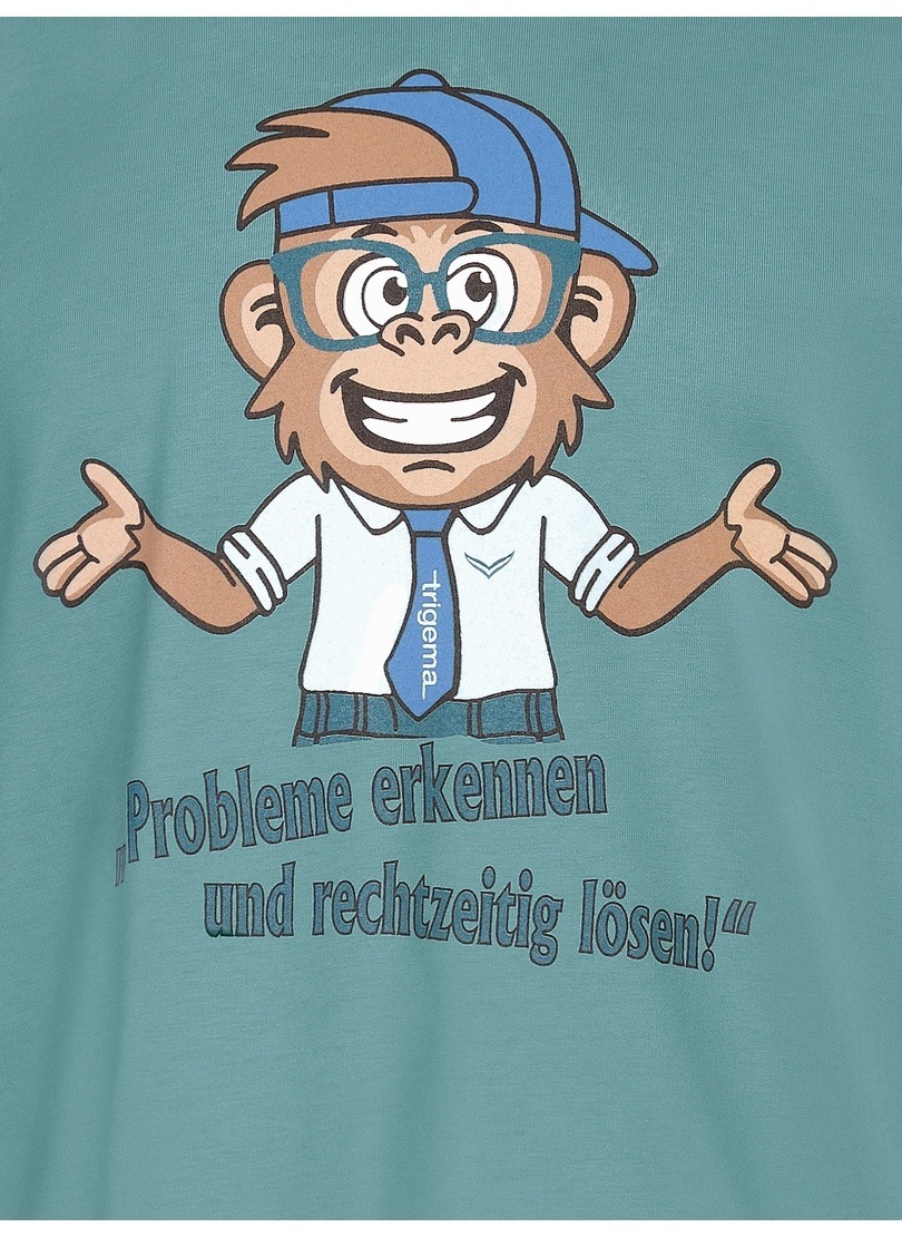 Trigema T-Shirt »TRIGEMA Spruch Shirt mit lustigem Affen-Print«, (1 tlg.)