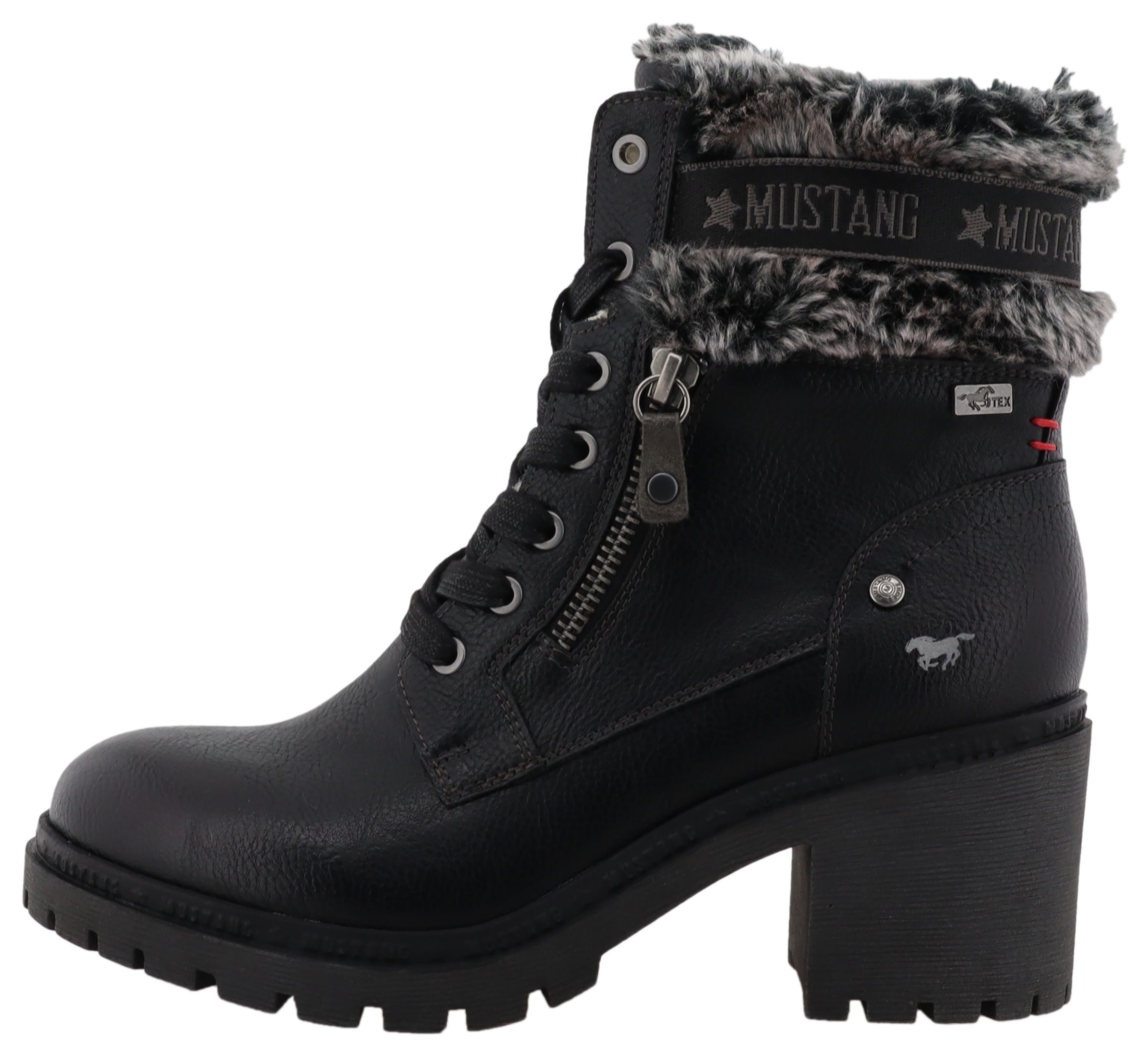Mustang Shoes Winterstiefelette »Leila«  Winterstiefel mit Kunstfellkragen und Blockabsatz