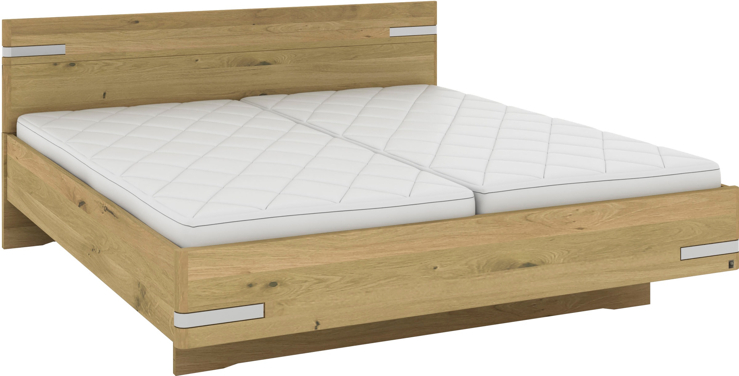 Musterring Holzbett »Savona«, (Belastbarkeit 220 Kg, 4-fache Liegehöhenverstellung, MADE IN GERMANY), Kopfteil in Bianco-Eiche massiv, Details in Chrom, verschiedene Größen