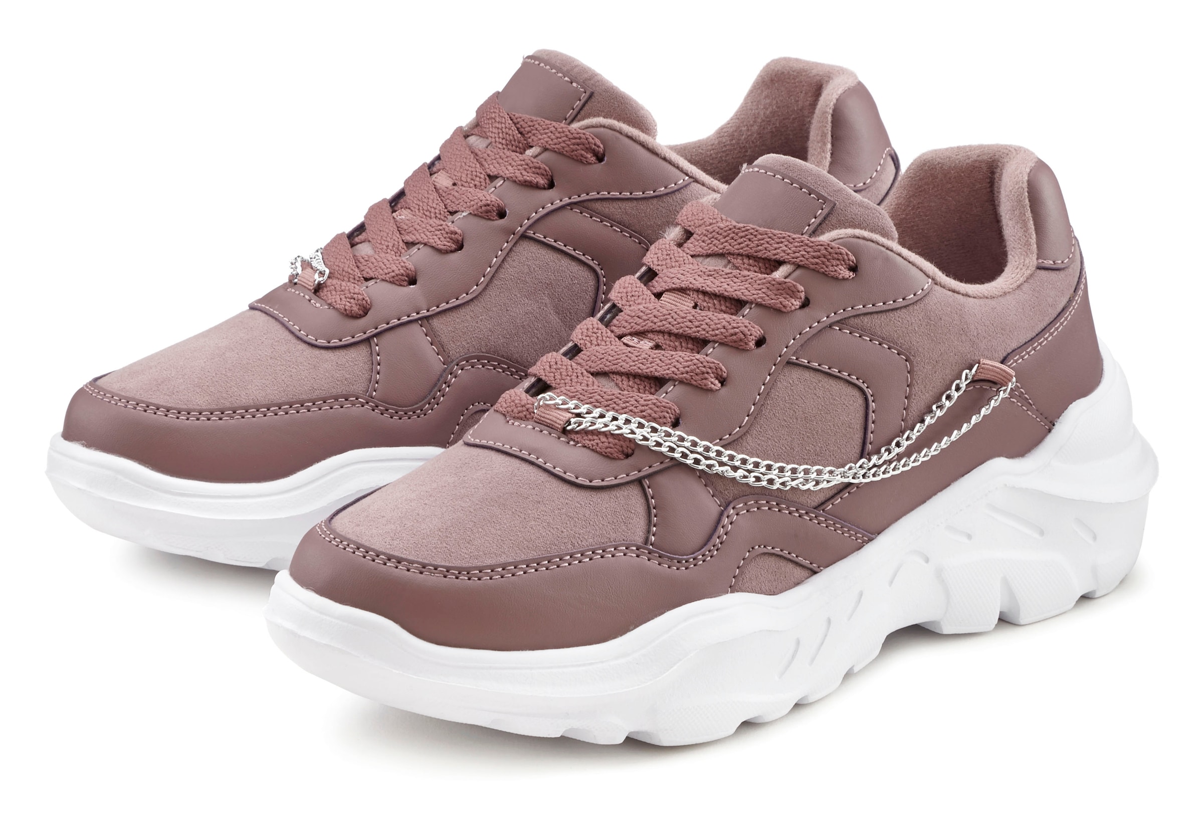 LASCANA Sneaker  mit Chunky-Sohle & Ketten, Schnürhalbschuhe, Freizeitschuhe VEGAN