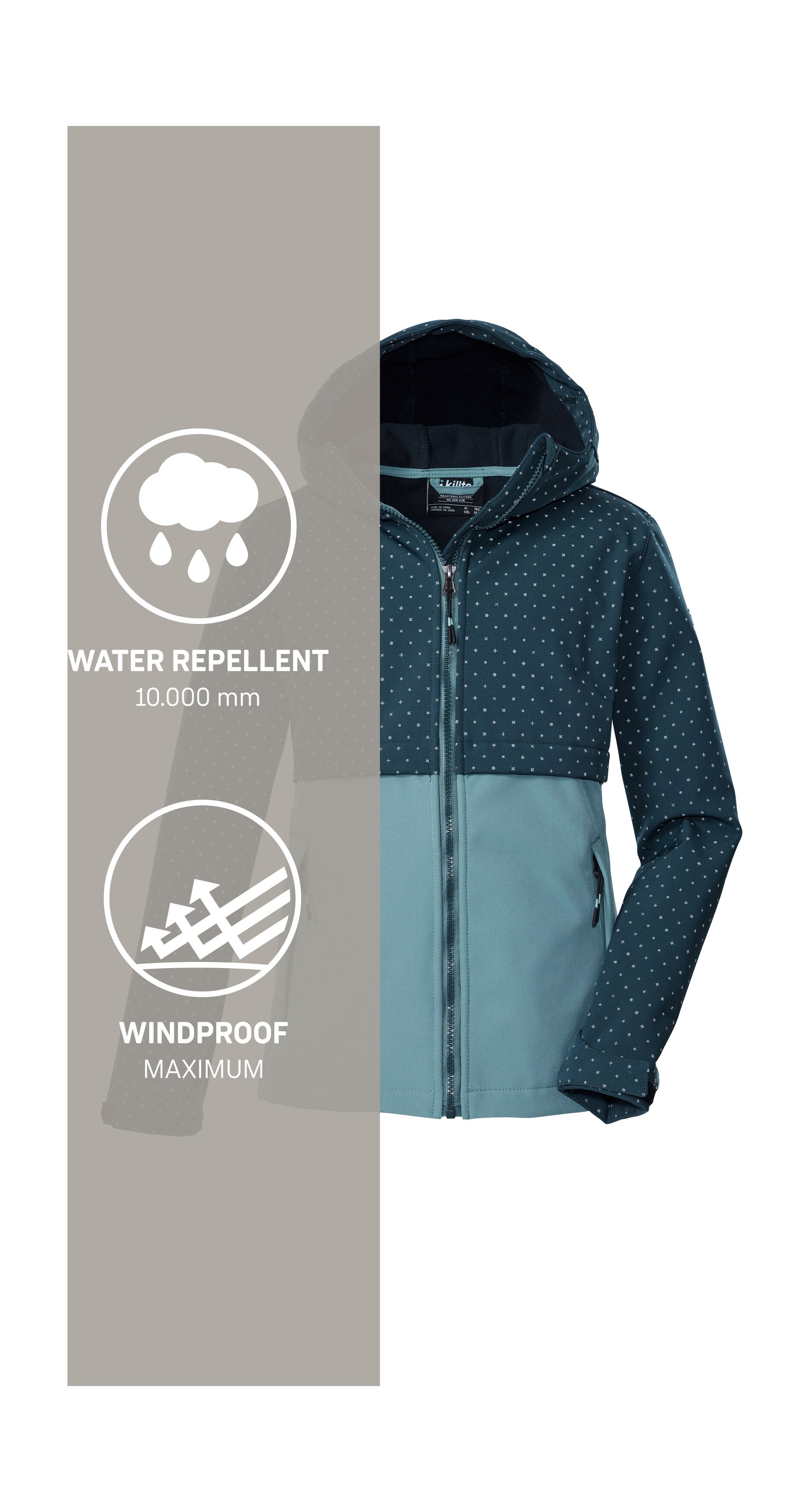 Killtec Softshelljacke »KOW 227 GRLS SFTSHLL JCKT«, Softshelljacke für Kids: wind- und wasserabweisend, reflektierend