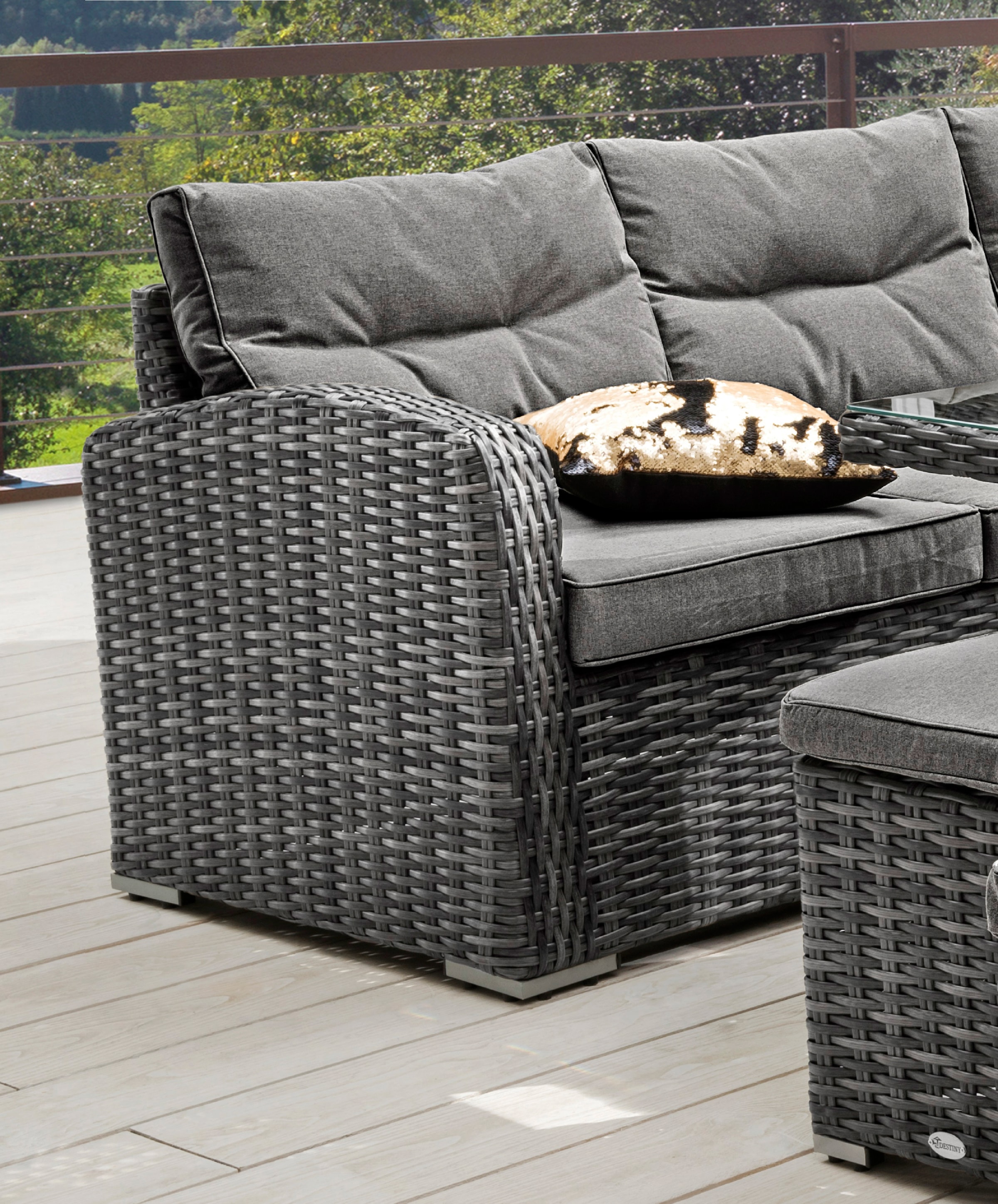 Destiny Gartenlounge-Set »SANTA PONSA«, (20 tlg., 2x Schenkel, 2x Hocker, 1x Tisch, inkl. Auflagen), Aluminium, Polyrattan