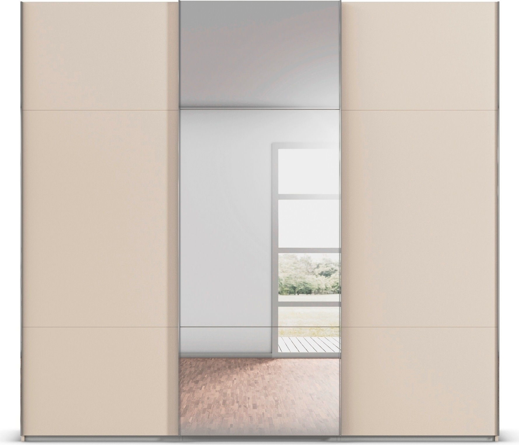 rauch Schwebetürenschrank »Kleiderschrank Schrank Garderobe Schlafzimmerschrank CONTIDO«, (in 3 verschiedenen Ausstattungen BASIC/CLASSIC/PREMIUM), aus hochwertigem Material in 6 Breiten 2 Griff-Farben MADE IN GERMANY