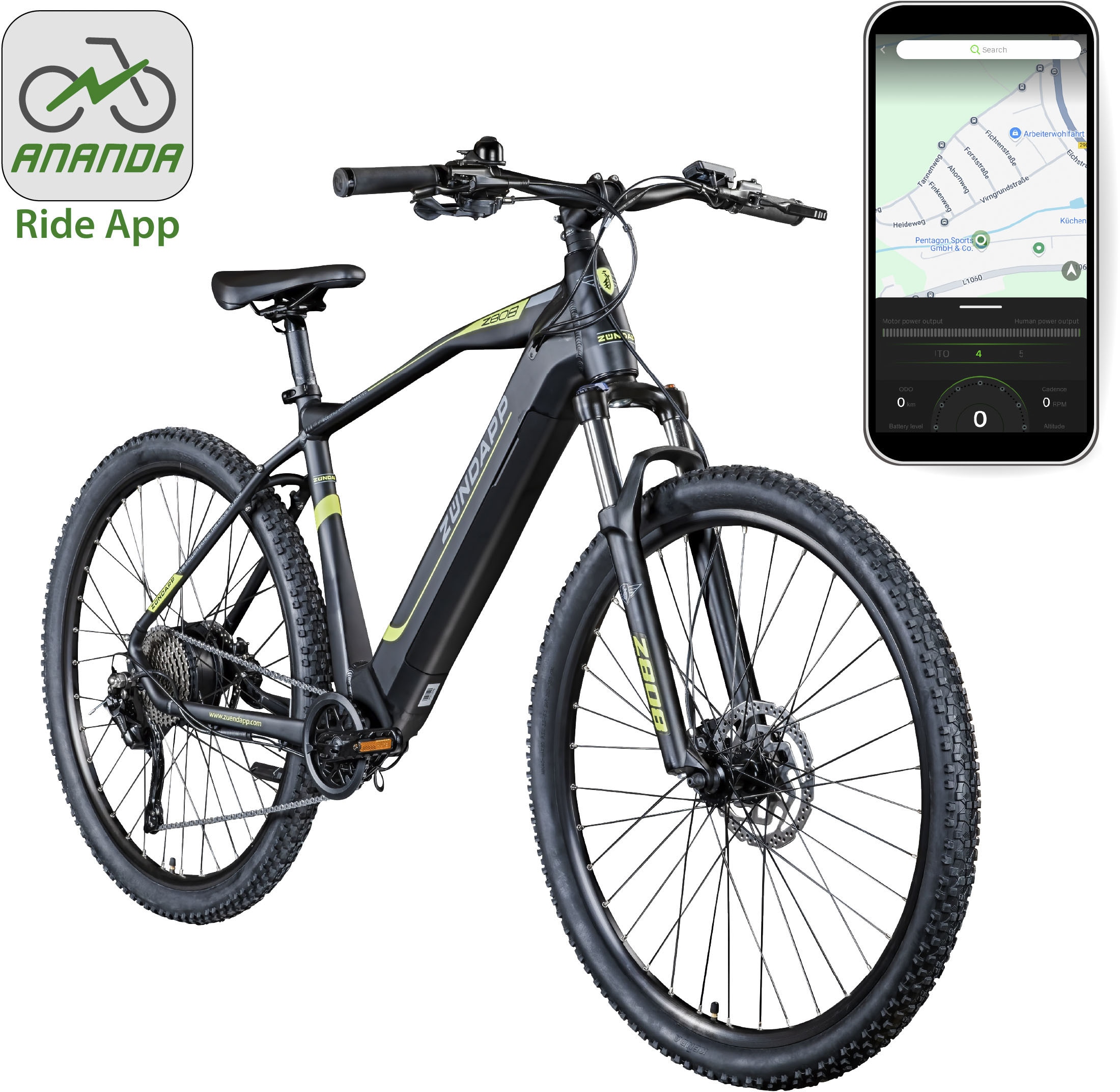 Zündapp E-Bike »Z808«, 10 Gang, Heckmotor 250 W, Pedelec, Elektrofahrrad für Damen u. Herren, MTB