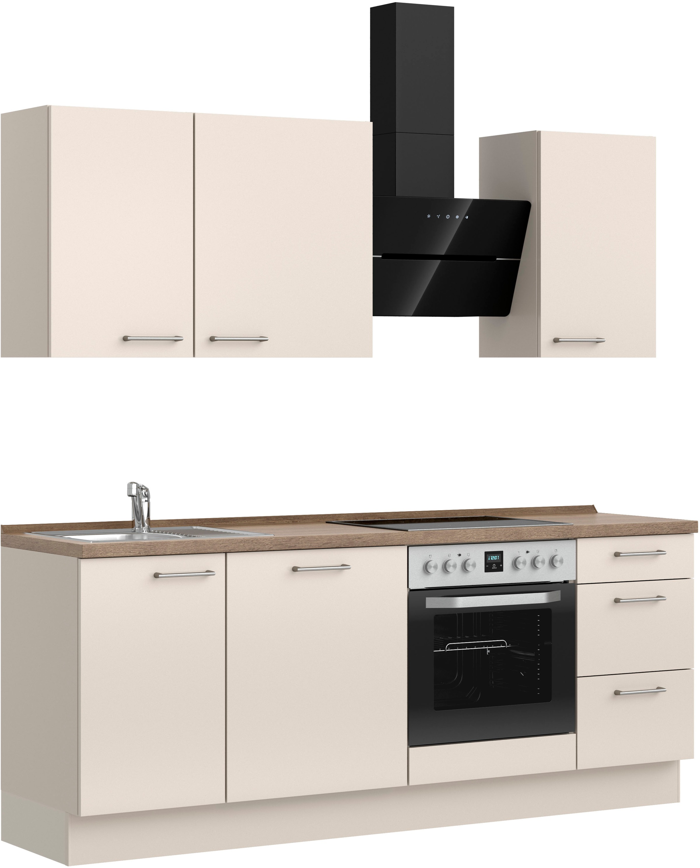 nobilia® Küchenzeile »"Laser II"«, vormontiert, Ausrichtung wählbar, Breite 210 cm, wahlw. mit E-Geräten
