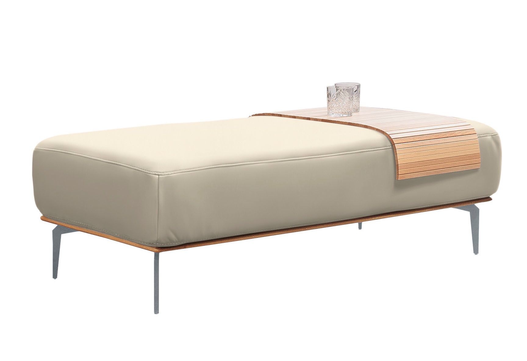 W.SCHILLIG Polsterhocker »run«, mit elegantem Holzsockel, Füße in Silber matt, Breite 150 cm