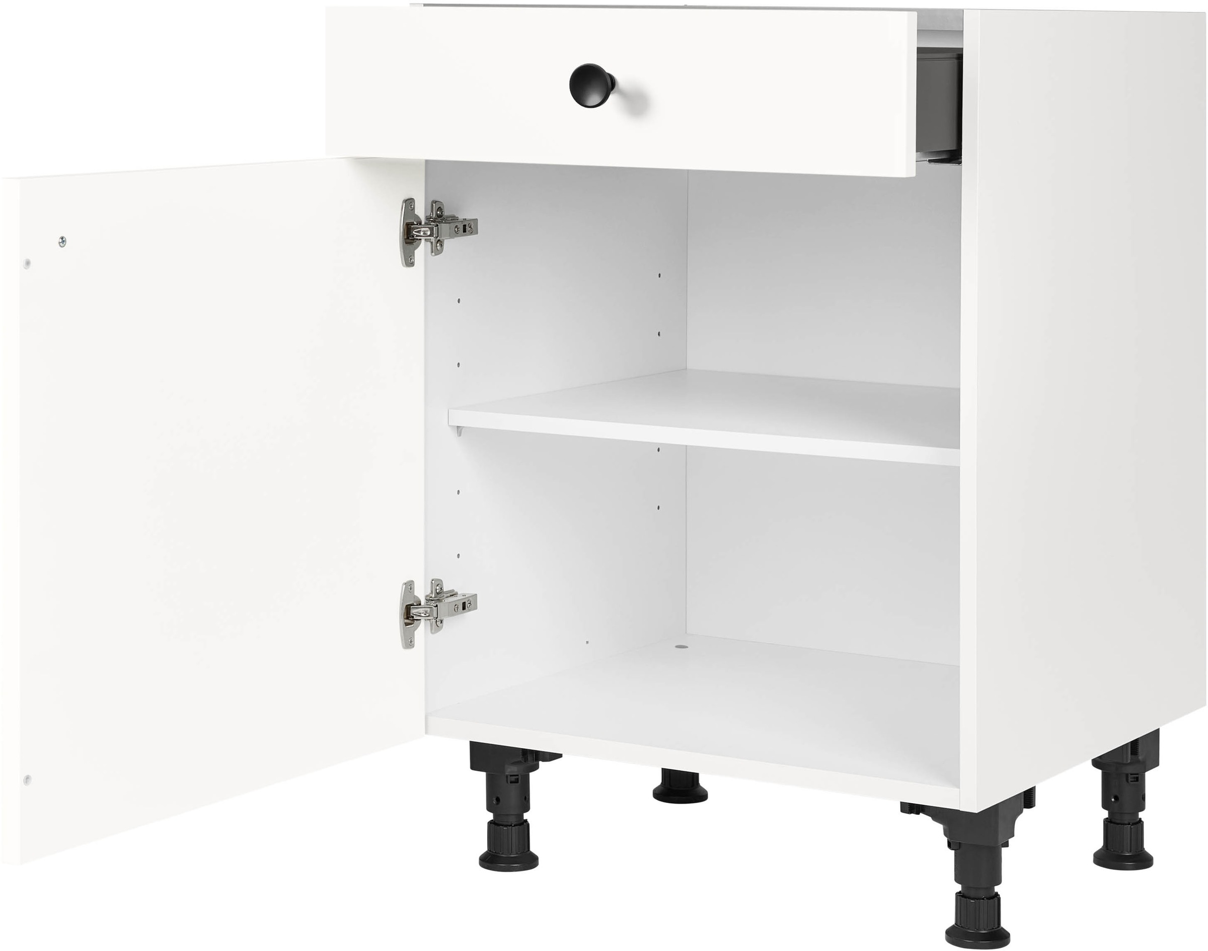 nobilia® Unterschrank »"Cascada", Ausrichtung wählbar, vormontiert, in den Breiten 30, 45 und«, 60 cm Breite, mit höhenverstellbaren Sockelfüßen, vormontiert