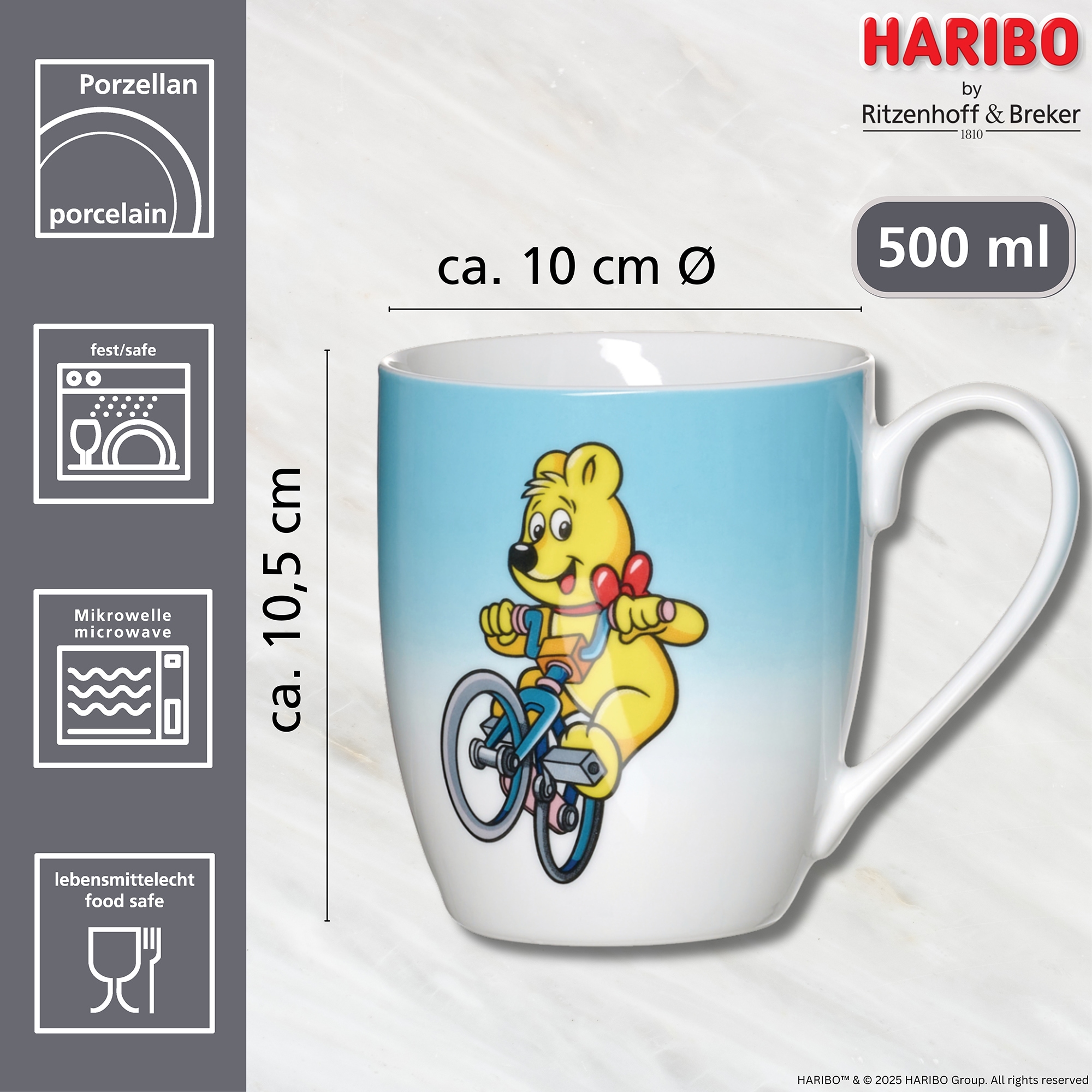 Ritzenhoff & Breker Becher »HARIBO Sport, Biker, 500 ml«, (1 tlg.), spülmaschinenfest