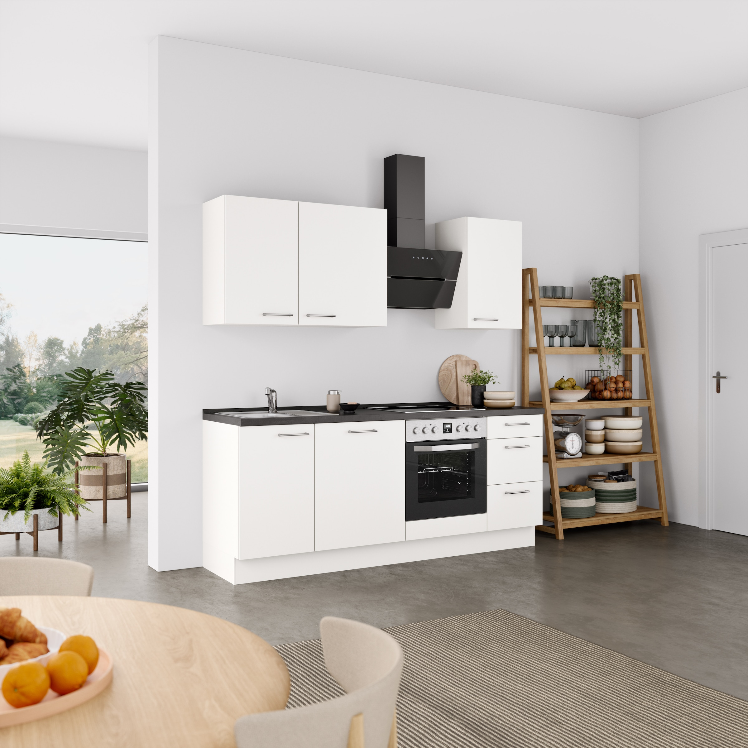 nobilia® Küchenzeile »"Laser II"«, vormontiert, Ausrichtung wählbar, Breite 210 cm, wahlw. mit E-Geräten