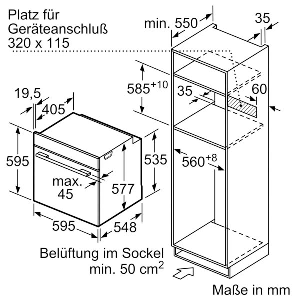 BOSCH Backofen mit Mikrowelle »HNG6764B6«, 8, HNG6764B6, mit 1-fach-Teleskopauszug, Pyrolyse-Selbstreinigung