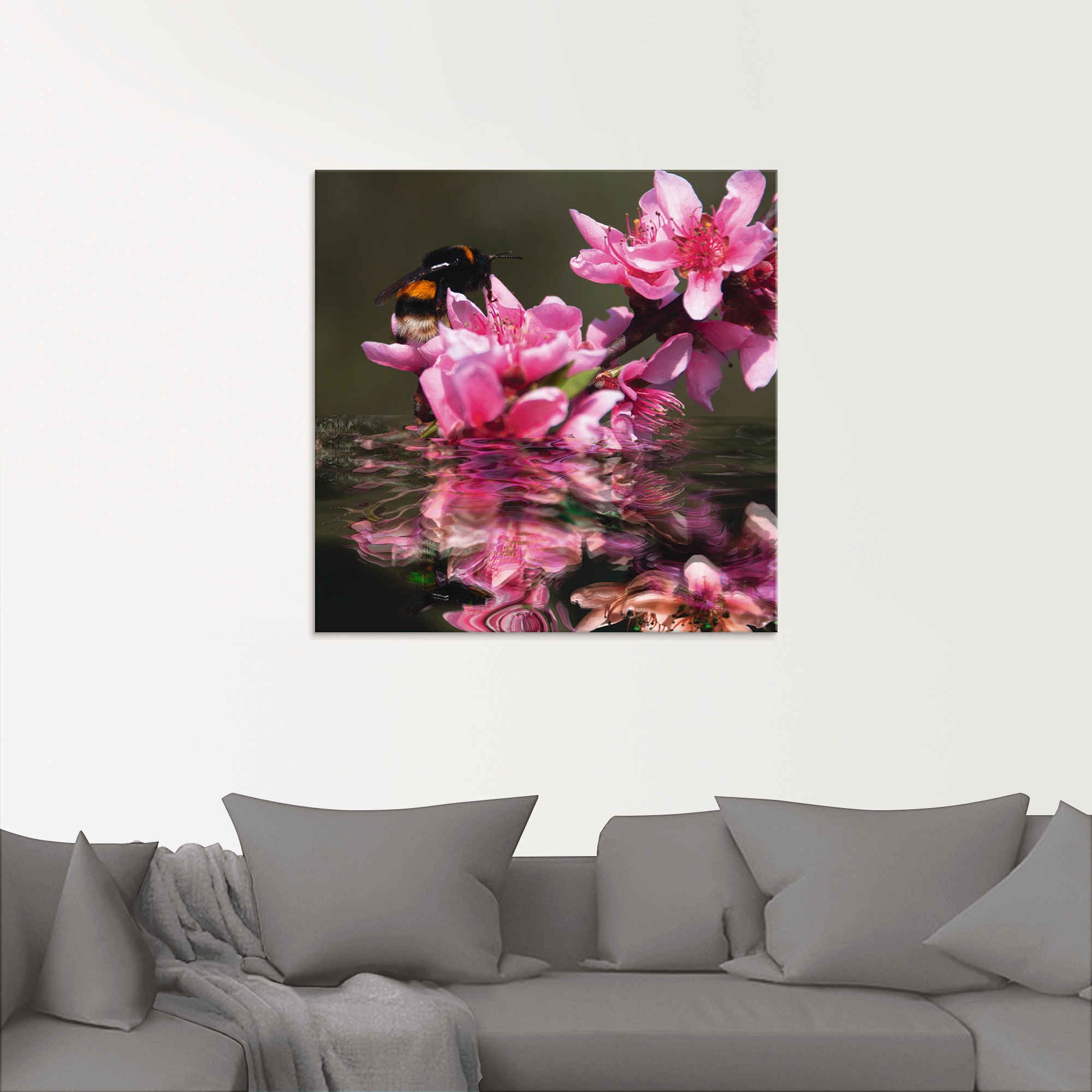 Artland Glasbild »Pfirsichblüte mit Hummel«, Blumen, (1 St.), in verschiede günstig online kaufen