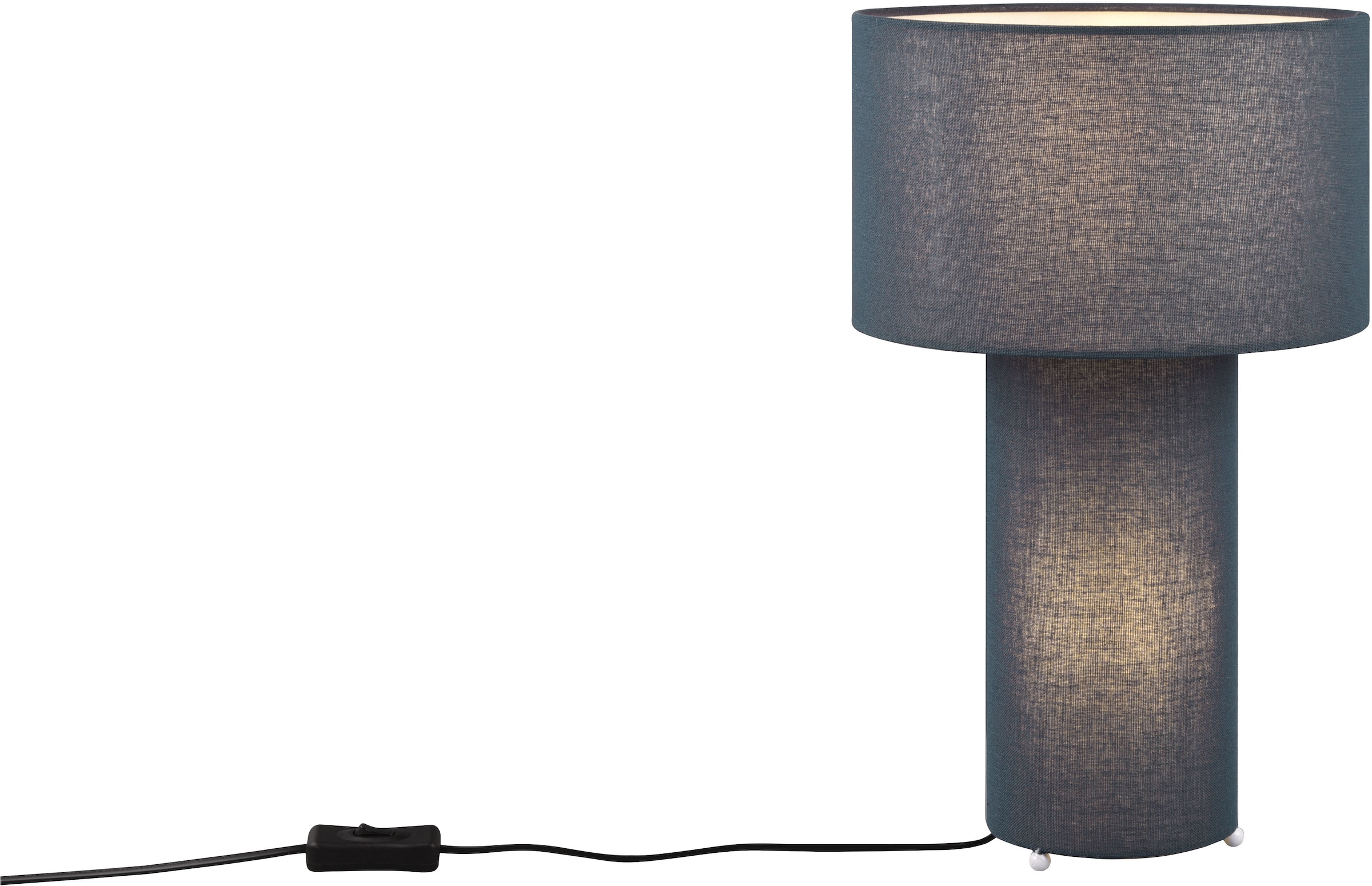 TRIO Leuchten Schreibtischlampe »BALE, Nachttischlampe Stoff exkl 2xE27 max 10W mit Schnurschalter«, 2 flammig, Leuchtmittel E27 | Leuchtmittel wechselbar, Beleuchtung im Fuß und im Lampenschirm, Höhe 40cm Ø24cm Tischleuchte