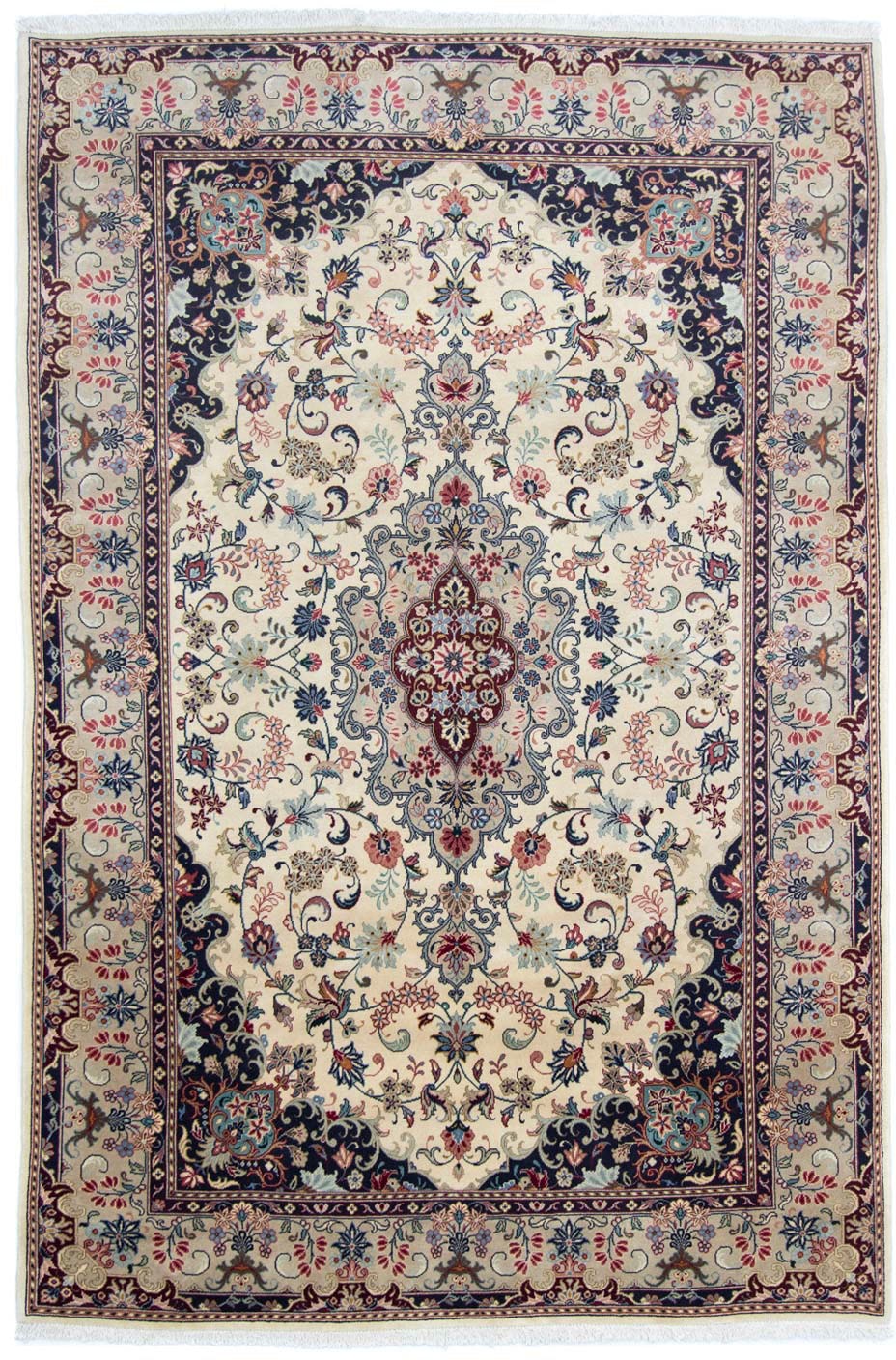 morgenland Wollteppich »Keshan Medaillon Beige 302 x 197 cm«, rechteckig, 1 günstig online kaufen