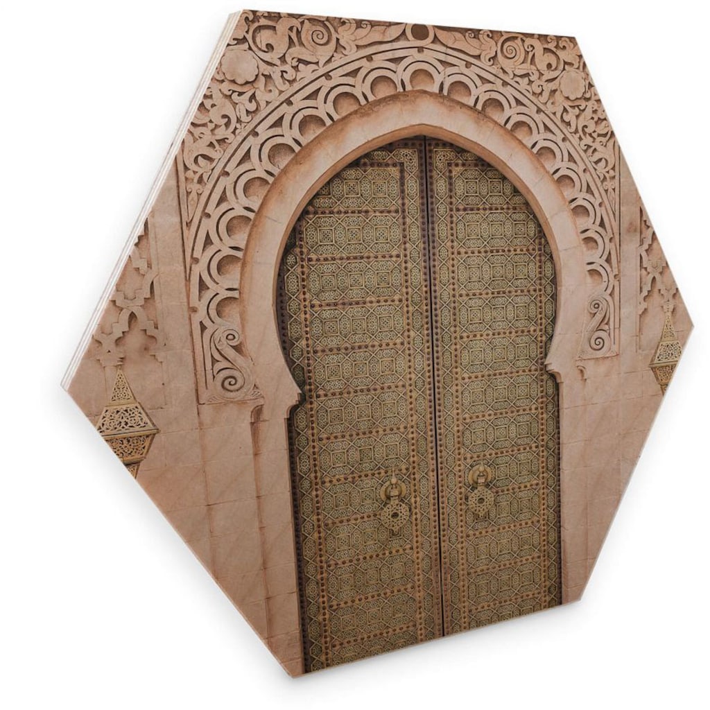 Wall-Art Holzbild »Marokkanische Tür Holzbild«, Tiere, (1 St., Dekorativer Kunstdruck)