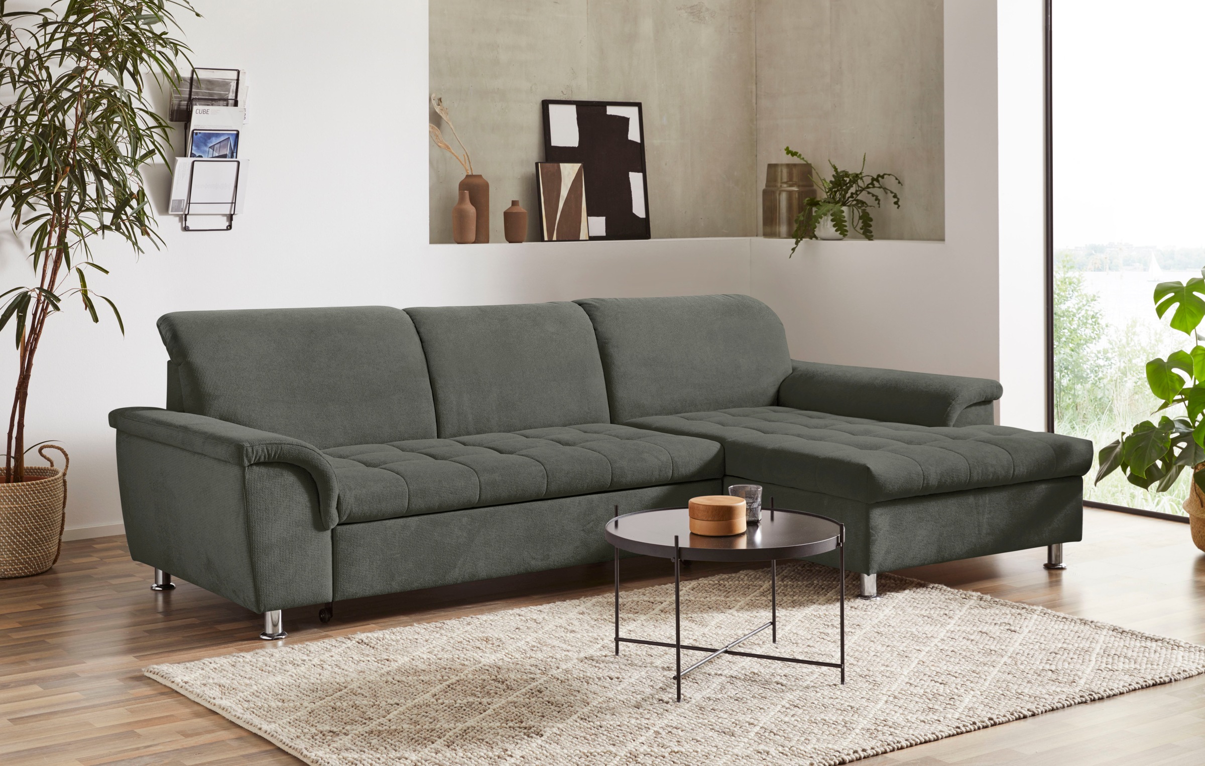 DOMO collection Ecksofa »Franzi, zeitlos und elegant, moderne Sitzheftung, günstig online kaufen