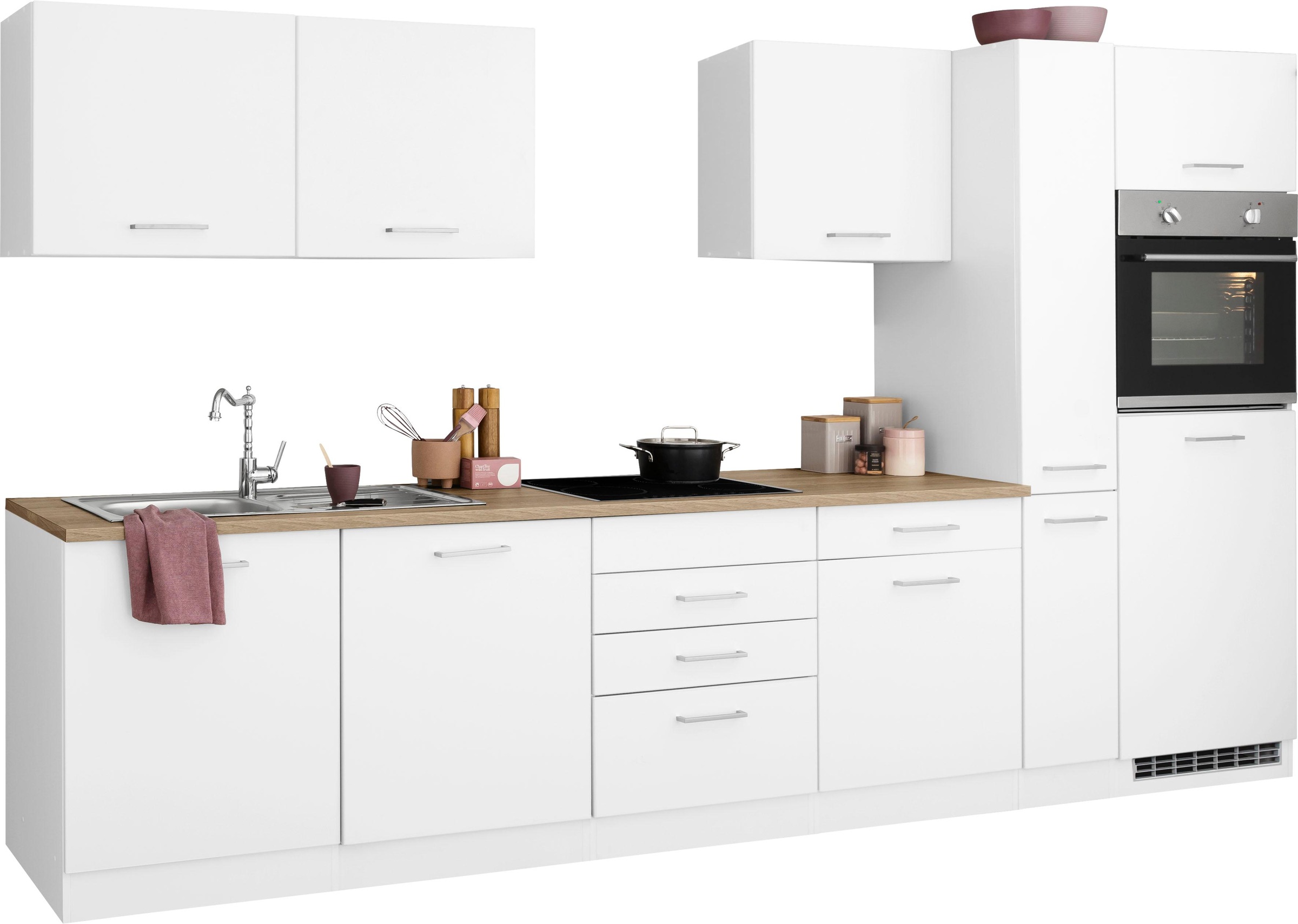 KOCHSTATION Küchenzeile »KS-Visby«, ohne E-Geräte, Breite 330 cm für Kühlschrank