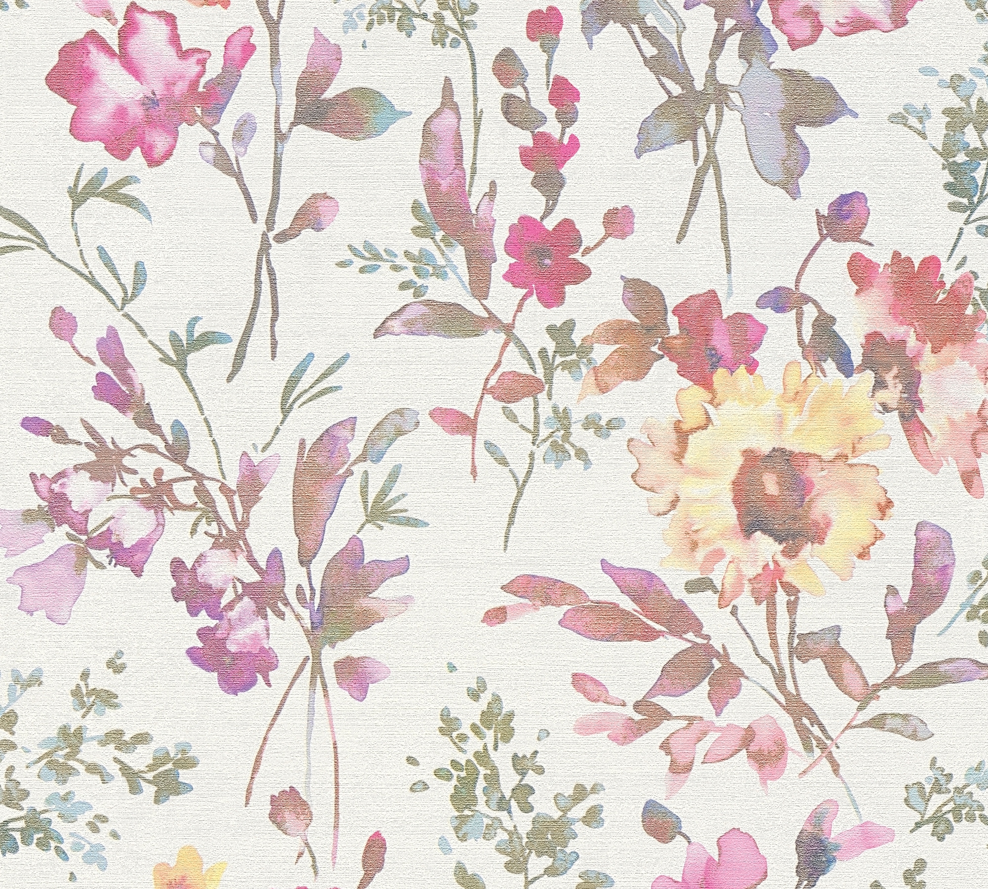 CosmoLiving by Cosmopolitan Vliestapete »Petal Poetry – Aquarell-Blumentapete« matt strukturiert Zarte Aquarellblüten für stilvolle Wohnräume