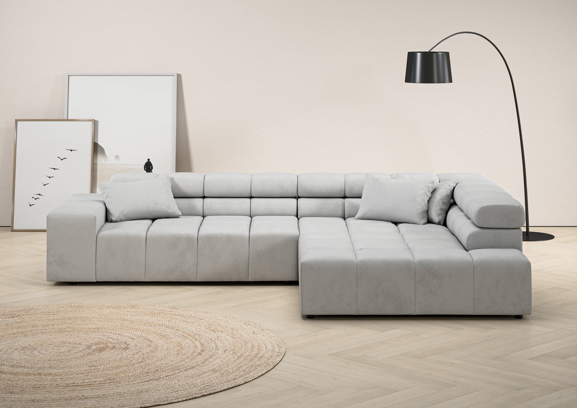 INOSIGN Ecksofa "Ancona incl. Kopfteilverstellung, Zierkissen Breite 319cm, günstig online kaufen