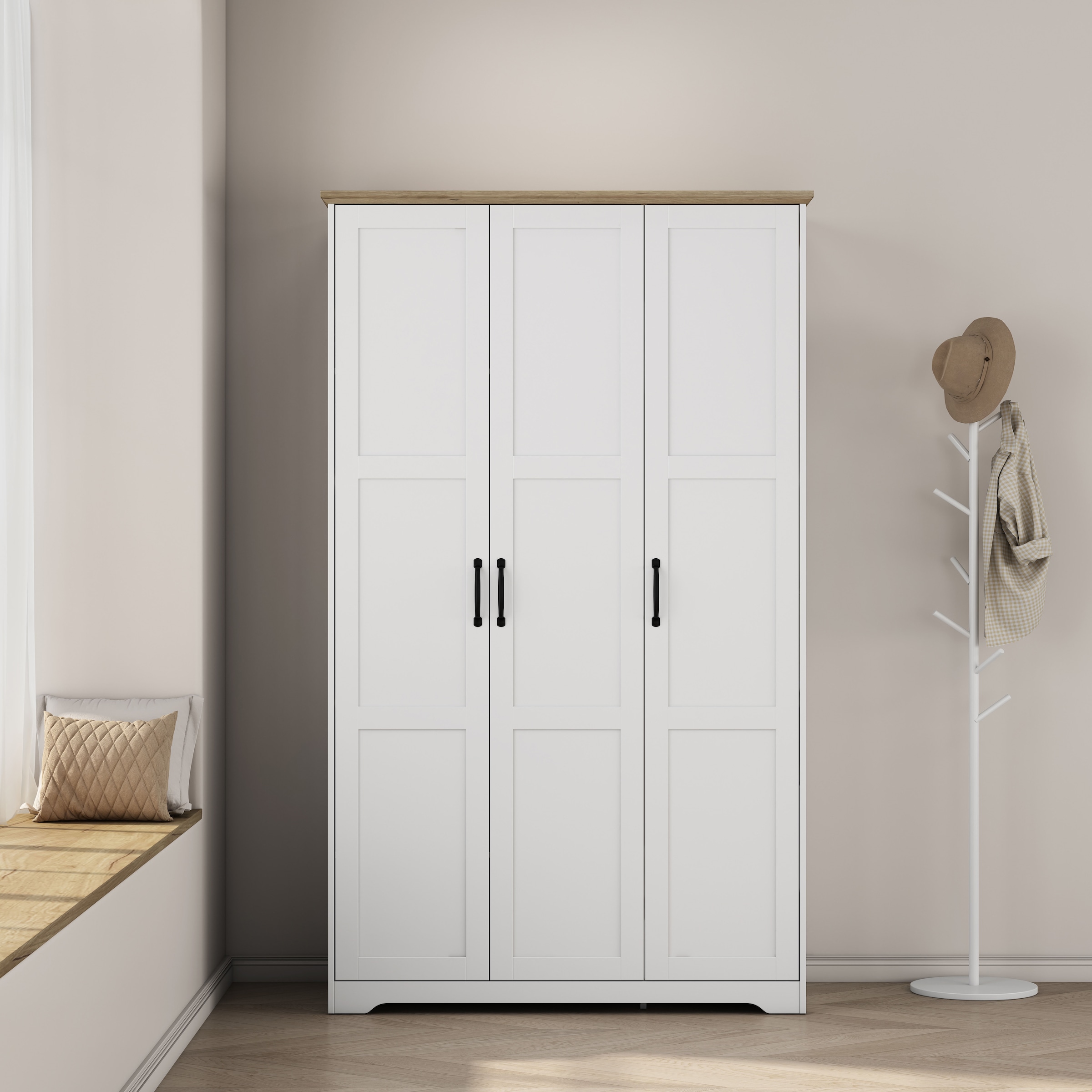OTTO home Kleiderschrank »Emmilia Schrank Schlafzimmerschrank im Landhaus Design« Mit vielen Einlegeböden und Softclose,  Landhaus Schrank mit  3 Türen Breite 113,4cm, Höhe 2m