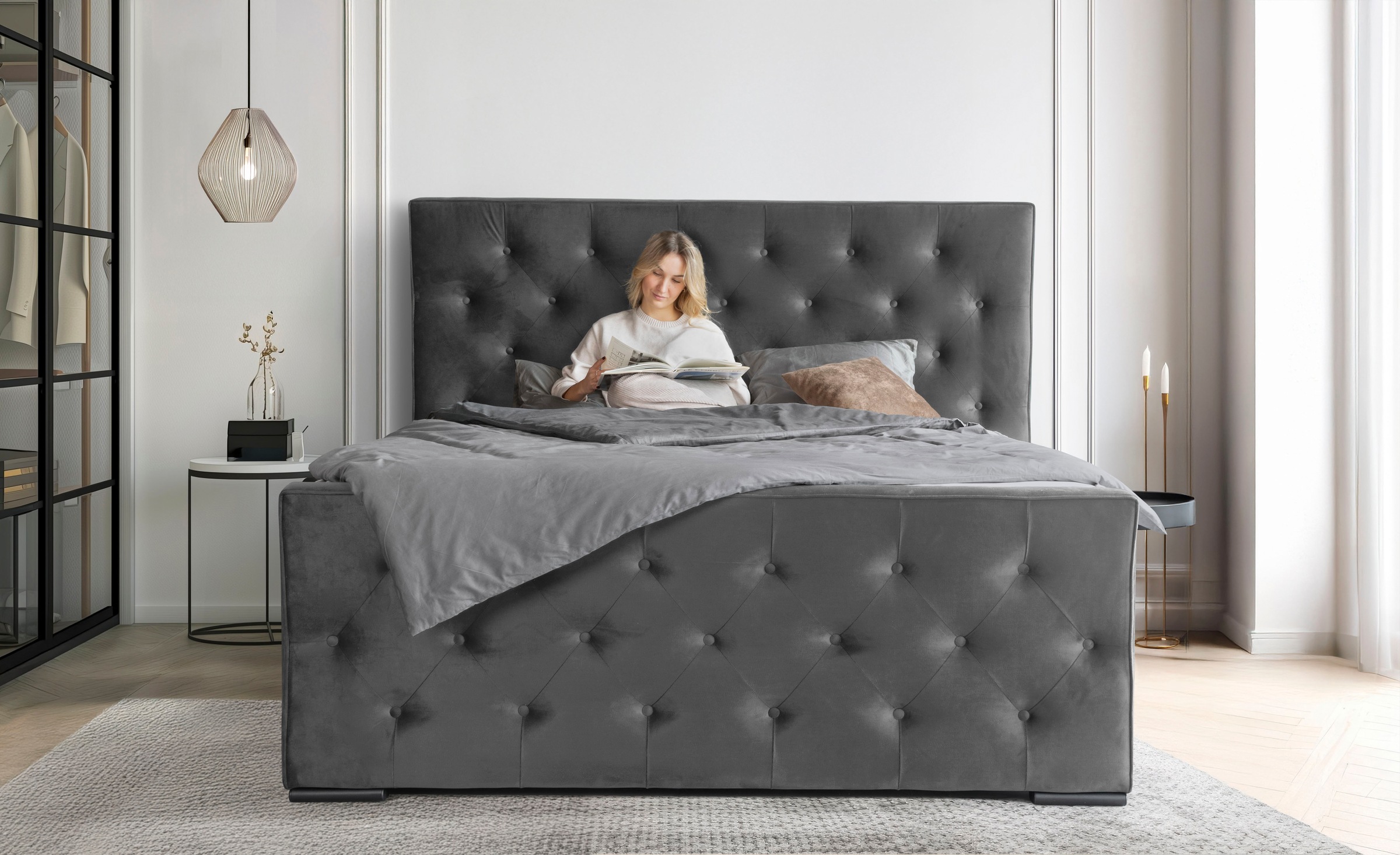 COLLECTION AB Boxspringbett »Florence erhältlich in der Breite 180cm«, inkl. Bettkasten und King-Matratzen (28cm) in H3
